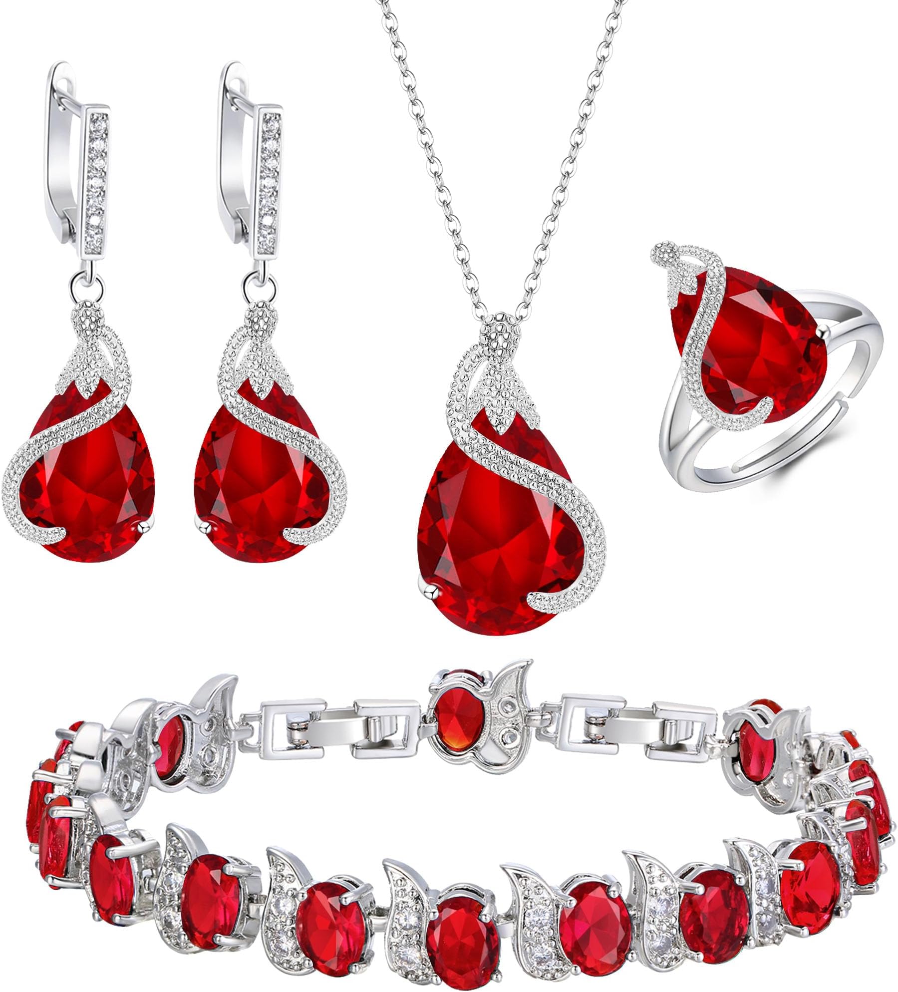 Women's Cubic Zirconia Teardrop Jewellery Set 4 PCS