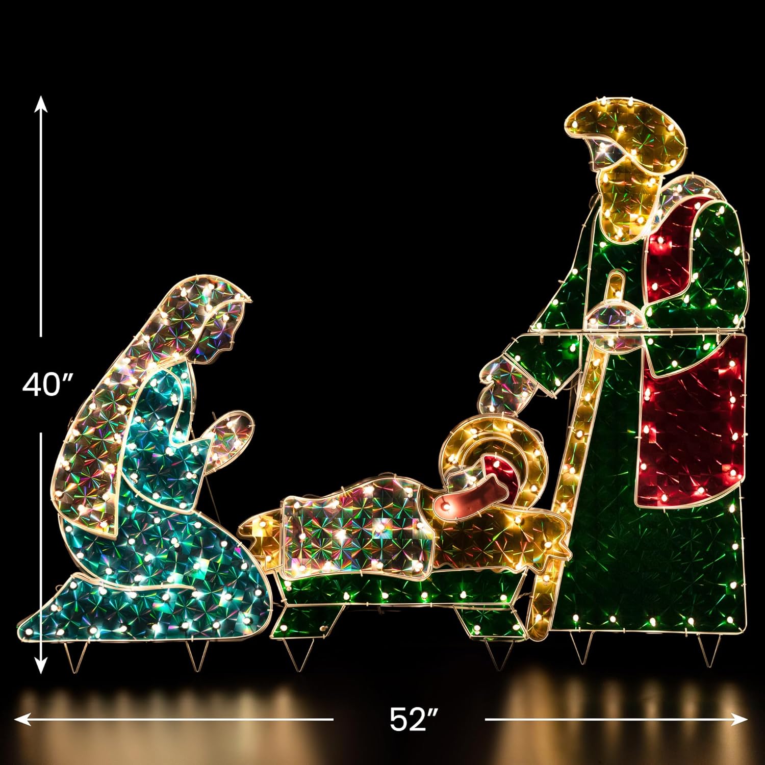 3-Piece Lighted Holographic Christmas Nativity Set Outdoor Decoration - Clear Lights