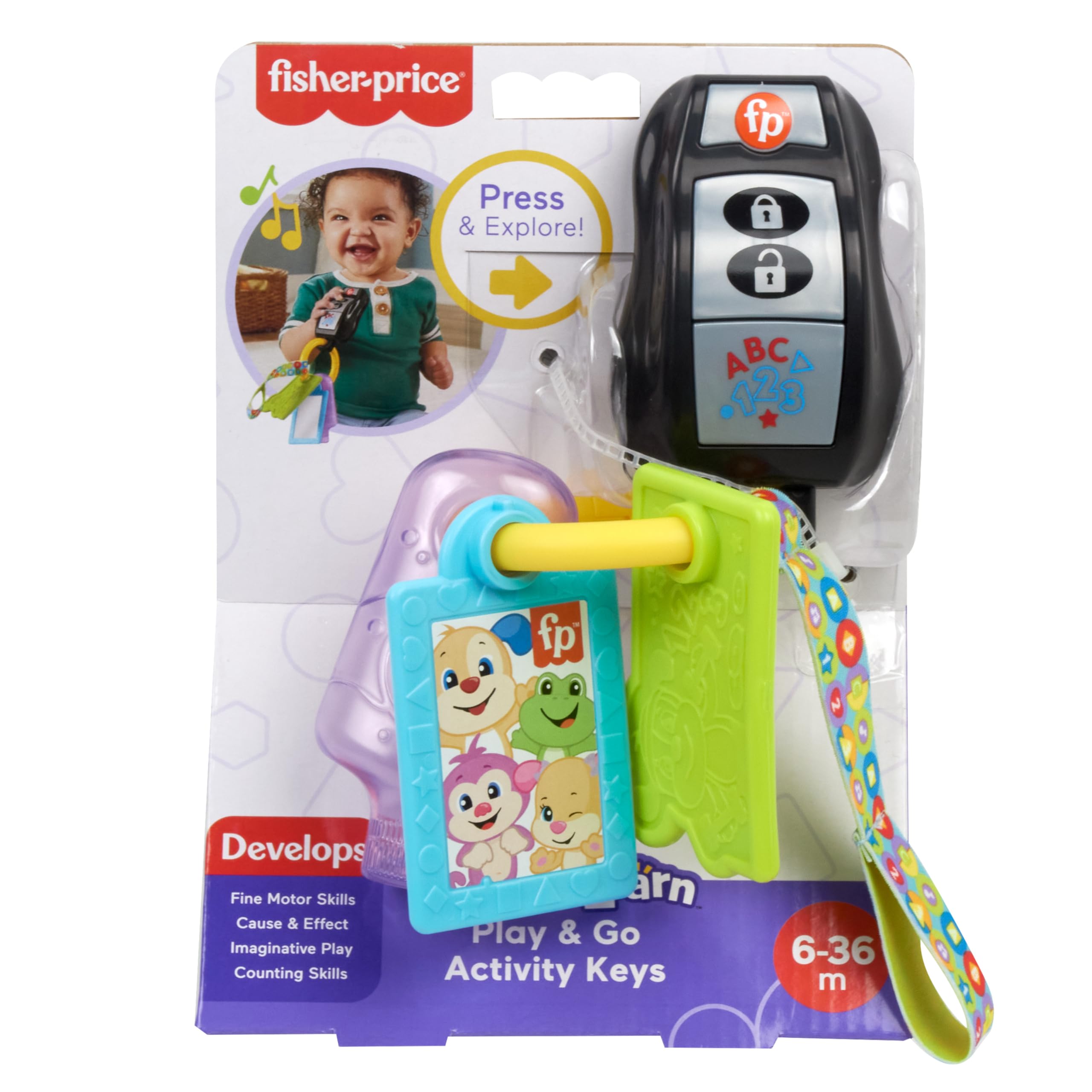 Fisher-Price Laugh & Learn Play & Go Activity Keys, wersja angielska, niemiecka, francuska, HXF50
