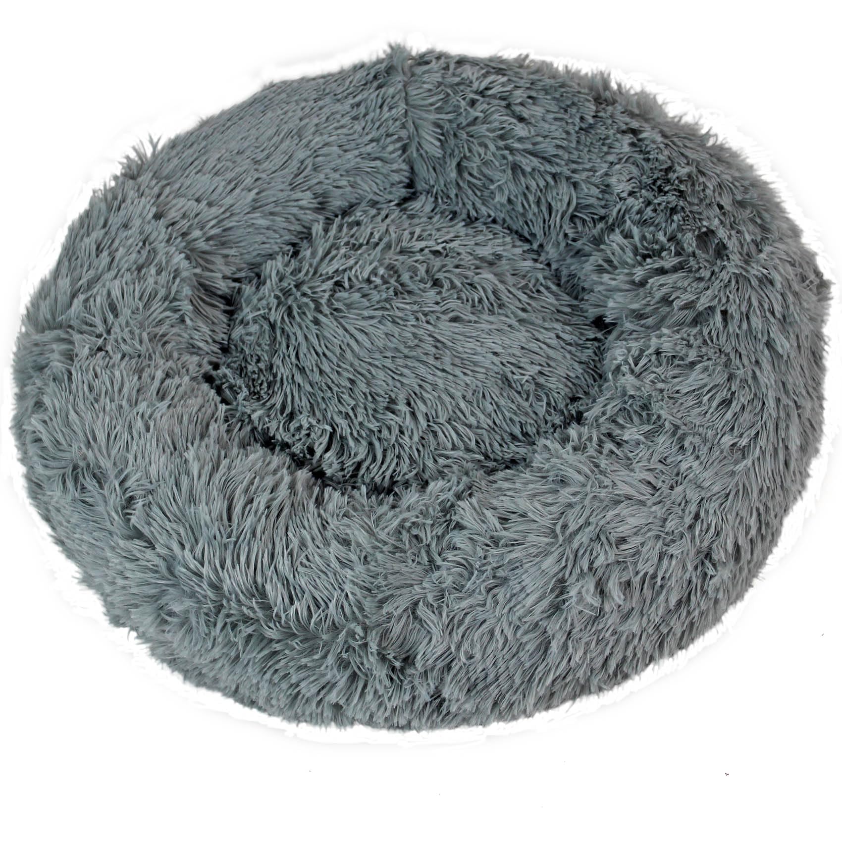 Actiaspet Fluffy Donut Pet Bed Washable Dog & Cat Bed Multiple Sizes (Grey, Small)