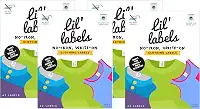 Lil' Labels Etiquetas de roupas, nome para escrever no nome, não passar a ferro, pode ir à máquina de lavar e secar na secadora. Etiqueta infantil para creche e escola, conjunto de 4
