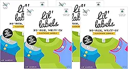 Etiquetas de roupas, nome para escrever no nome, não passar a ferro, pode ir à máquina de lavar e secar na secadora. Etiqueta infantil para creche e escola, conjunto de 4
