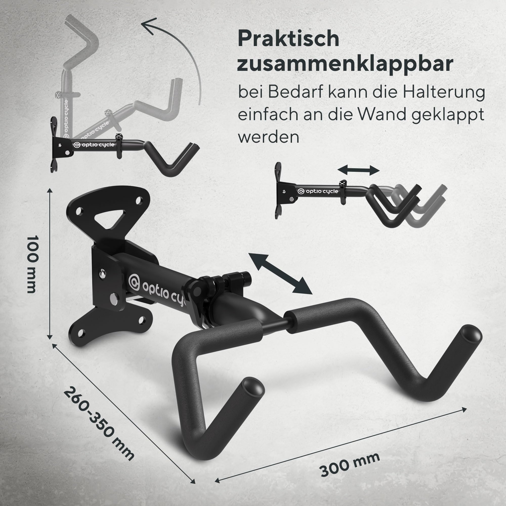 Uchwyt Rowerowy na Ścianę Poziomy Składany – Wieszak na Rower do E-Bike, MTB, Gravel i Roweru Szosowego do 25 kg | Stojak do Garażu, Piwnicy i Mieszkania