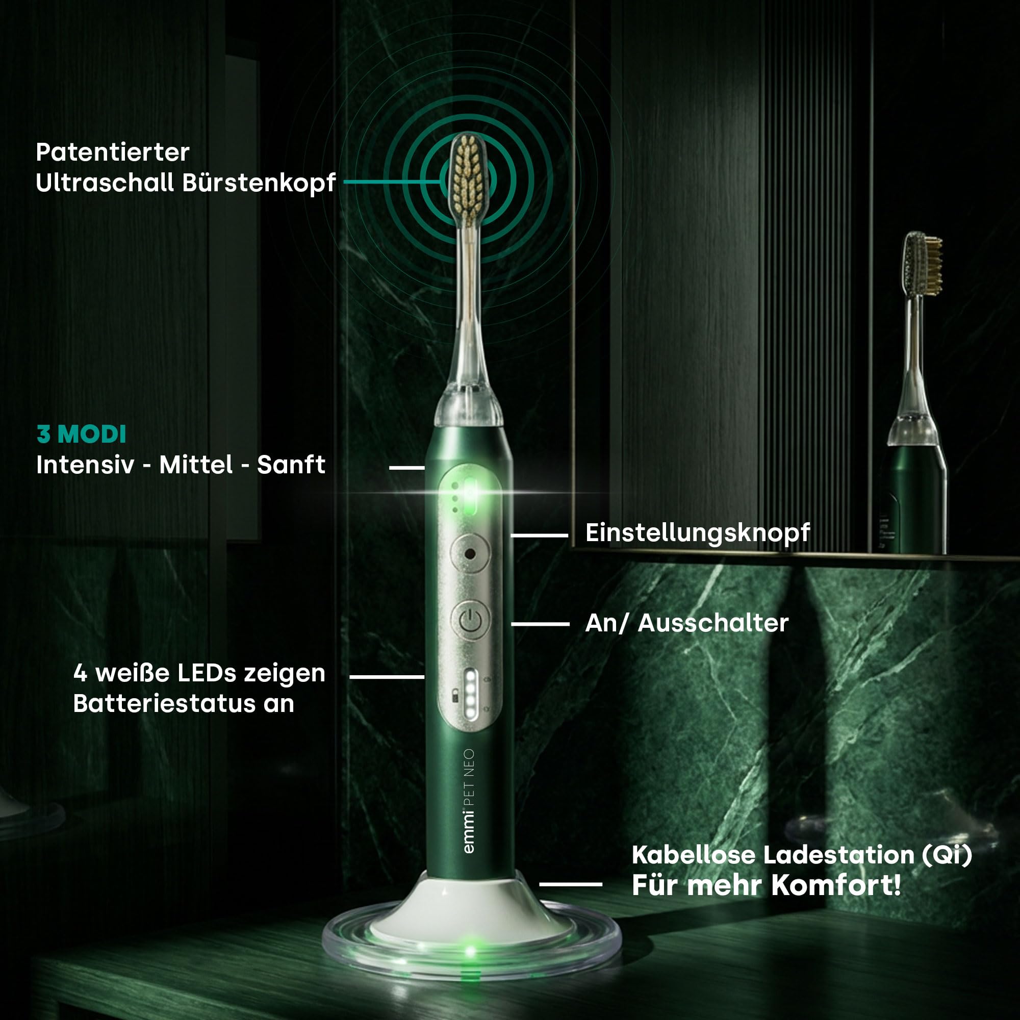 emmi-PET NEO ultradźwiękowa szczoteczka do zębów dla psów 3 tryby czyszczenia