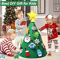 Vista 2 de Árbol de Navidad de fieltro con tira de luces Árbol de fieltro iluminado para niños pequeños con accesorios, juguetes de fieltro de pre-jardín