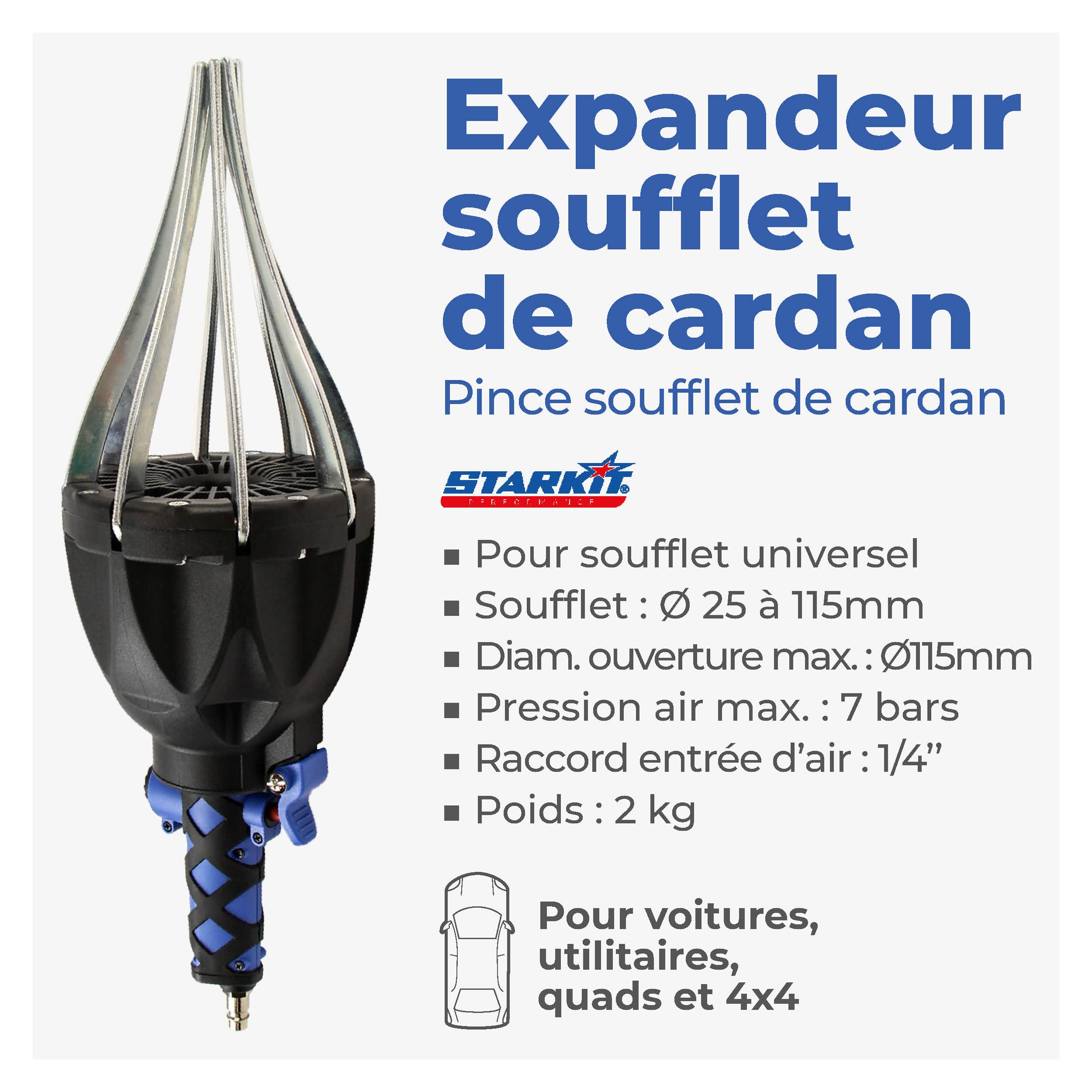 STARKIT PERFORMANCE Expandeur Soufflet de cardan (Universel). Ecarteur Soufflet de cardan | Pince à Soufflet de cardan. Outillage Professionnel PNEUMATIQUE