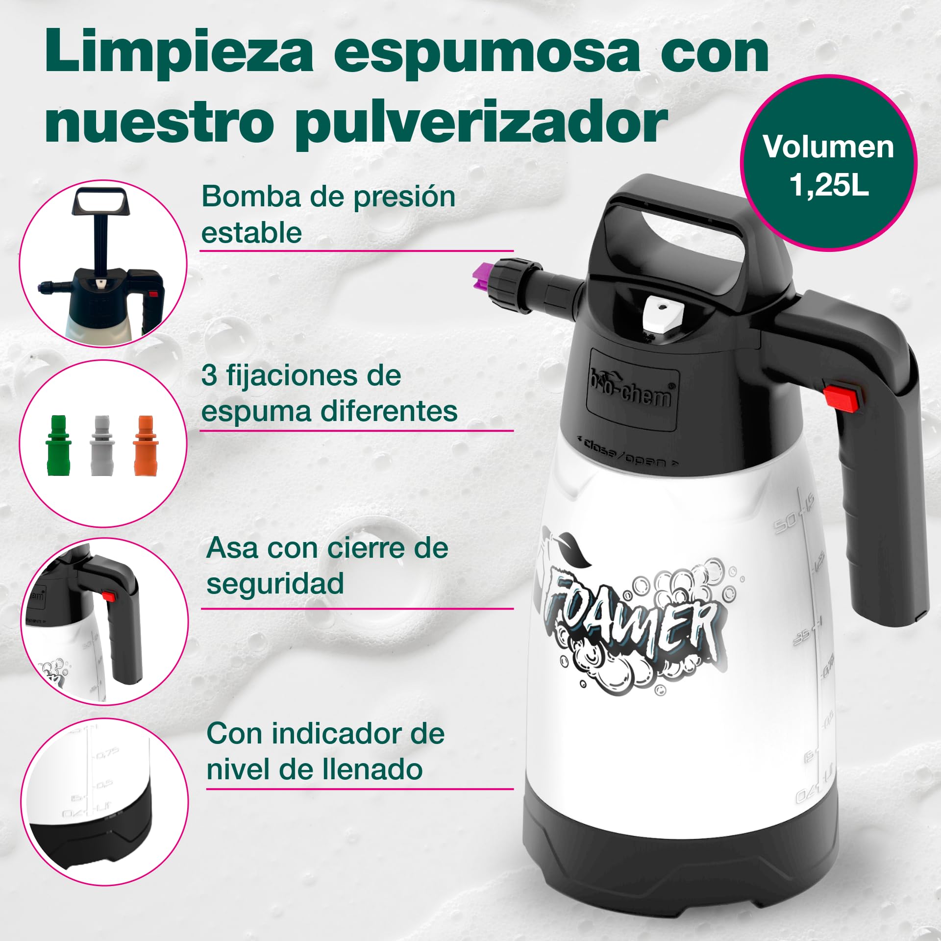 bio-chem Limpiador de cuadros de bicicleta 5L + pulverizador de espuma | Limpiador antioxidante para bicicletas de carretera, de montaña y eléctricas - Limpiador desengrasante
