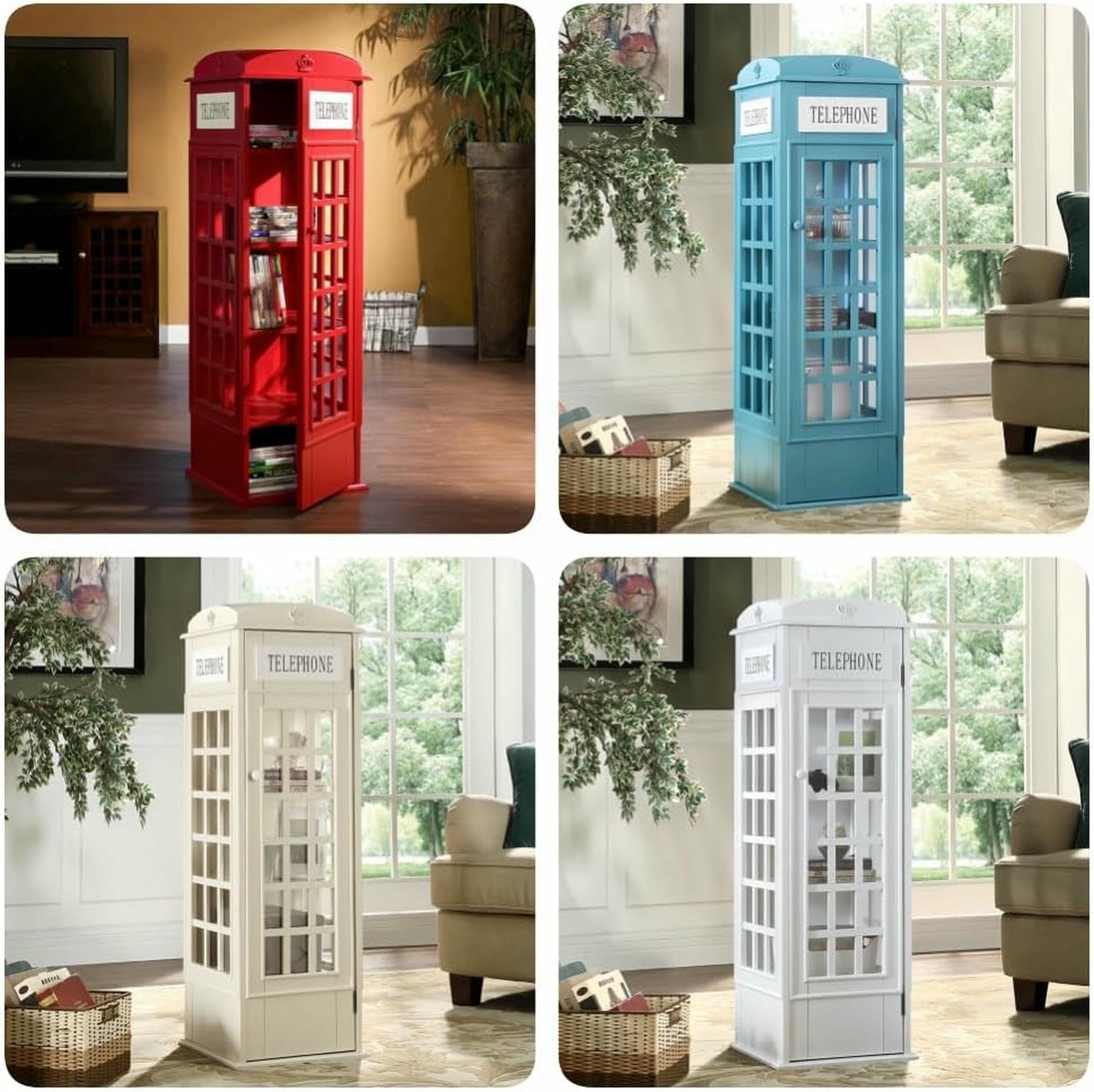 Telefonkabine Bücherregal, Kleiner Bodenbuchhandelspeicher, Telefonkabine Aufbewahrungsschrank Organizer Display -Buchhandel