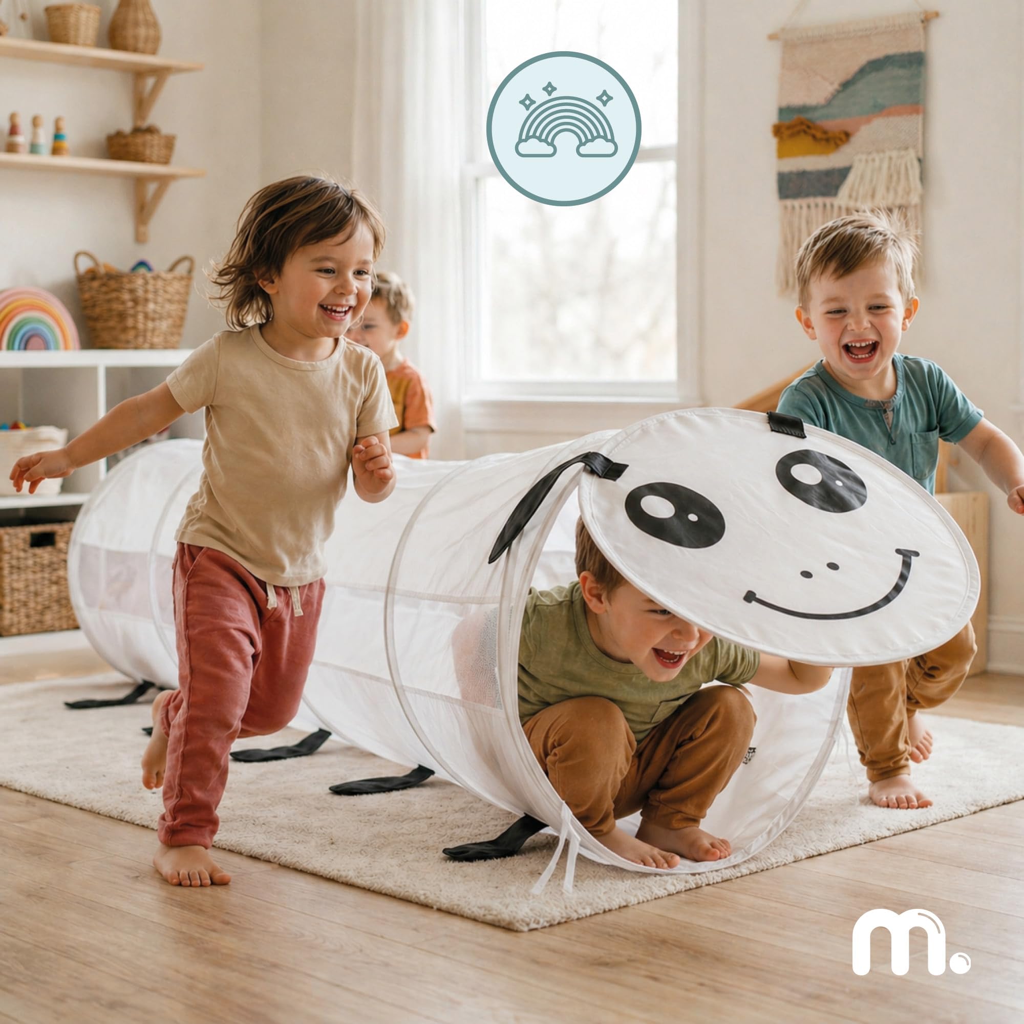 mamabrum Tunnel Gioco per Bambini, Struttura Gioco Pieghevole Pop-Up, Poliestere 190T con Rivestimento PA, 180 x 46 cm, a Forma di Bruco, Senza Montaggio