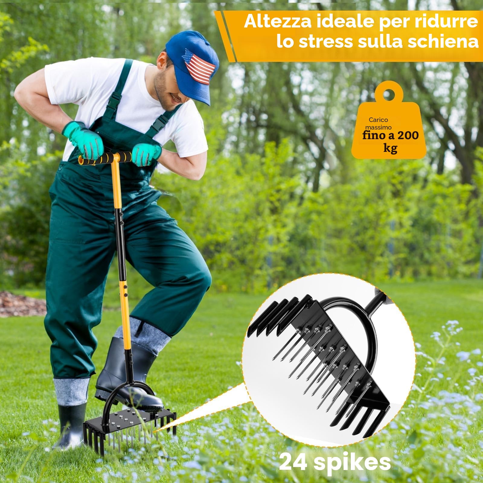 Arieggiatore per Prato,Seminatrice Prato Manuale da 96 cm,Rullo per Prato In Acciaio Al Carbonio per Patio, Terreno,Aeratore Prato Ripristina la Salute Del Prato(24 Consigli)
