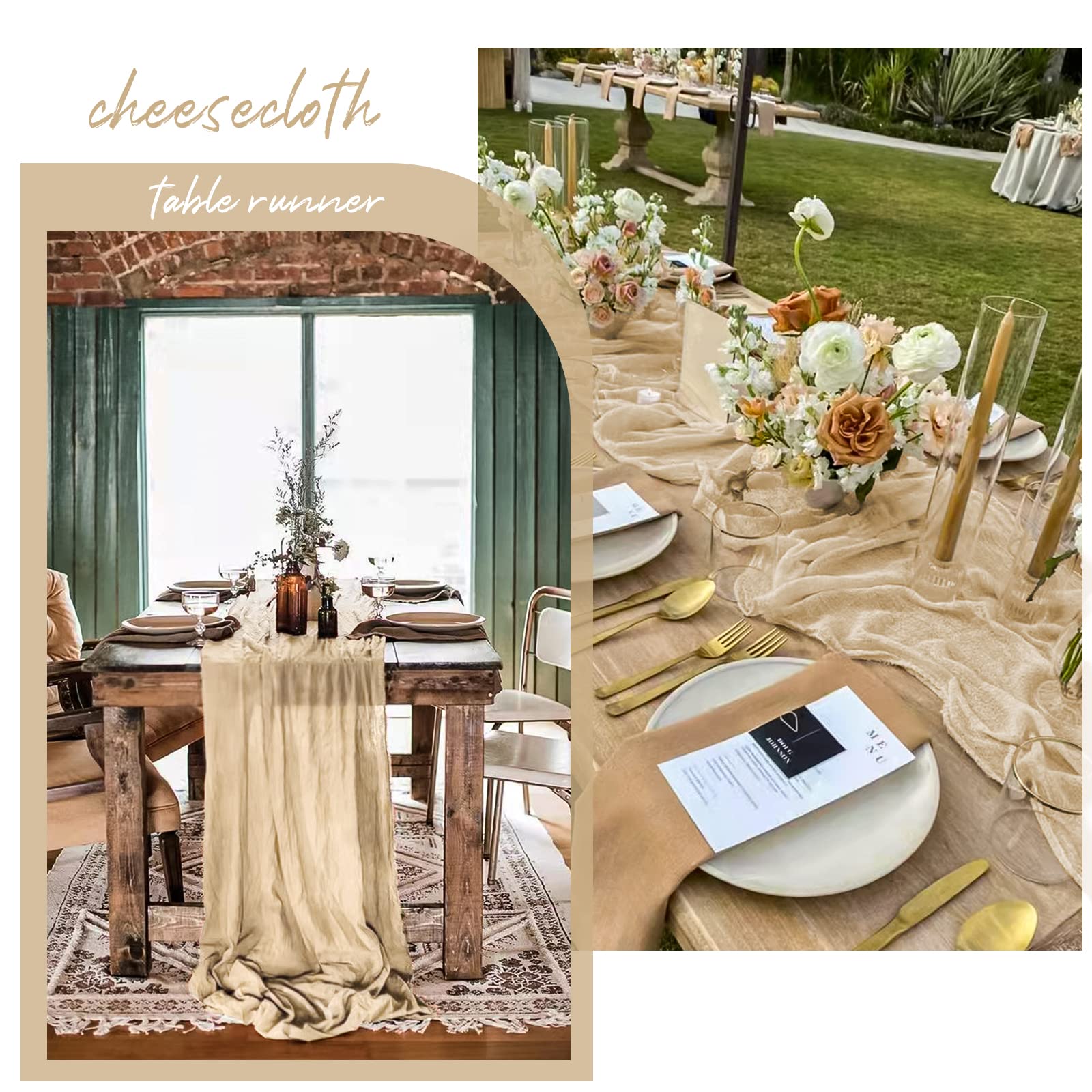 LINXTAR Chemin De Table En étamine, Ivoire, 4,3 M - Style