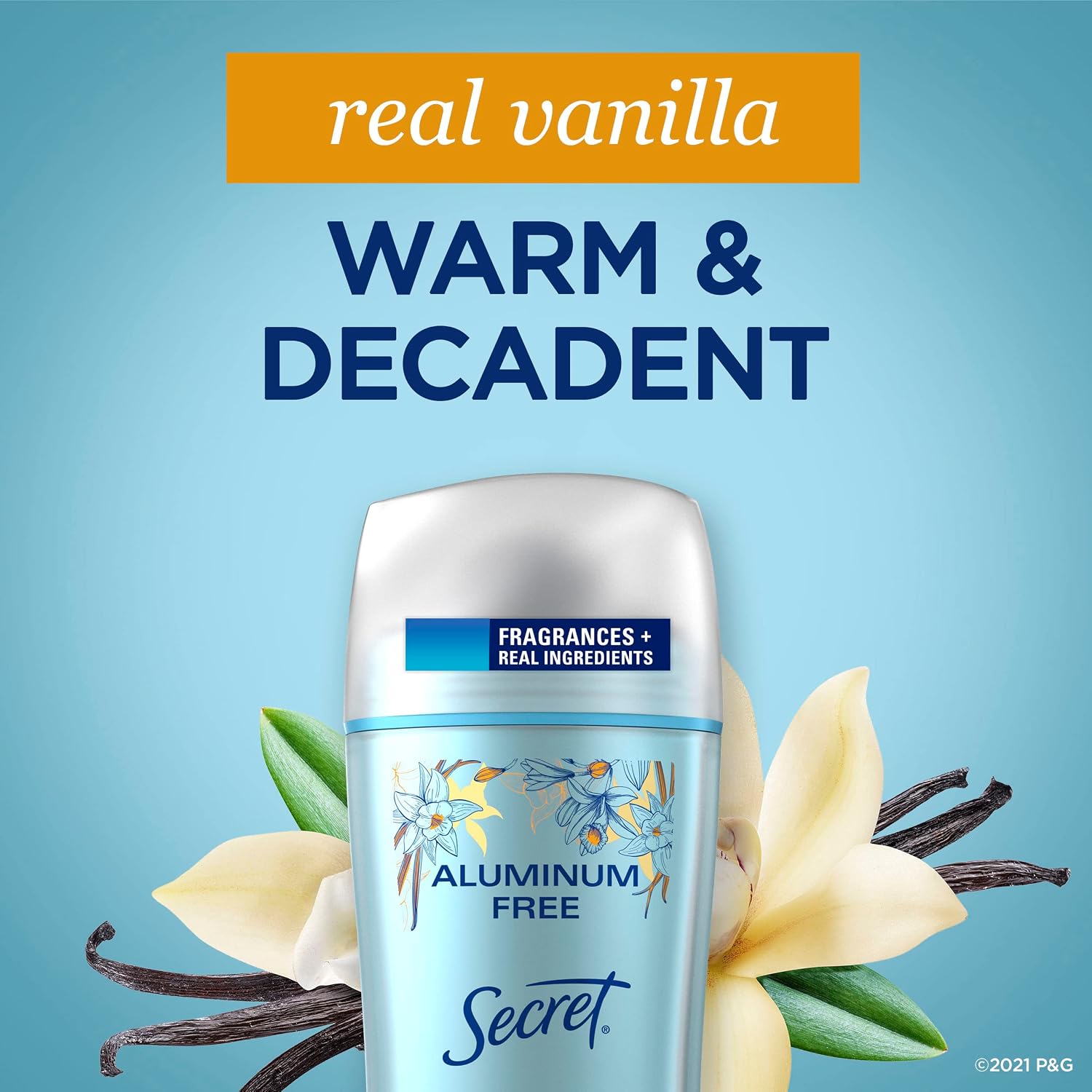Secret Aluminum Free Deodorant for Women, Vanilla, 2.4 oz (Pack of 3)