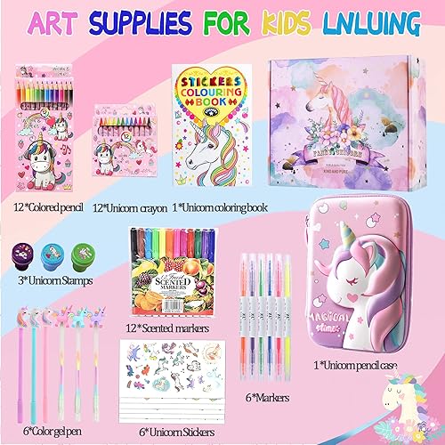 Miniatura 2 de FIRITHYC Juego de marcadores perfumados de frutas, 56 piezas de suministros de arte para niños, regalos de unicornios para niñas, juego de