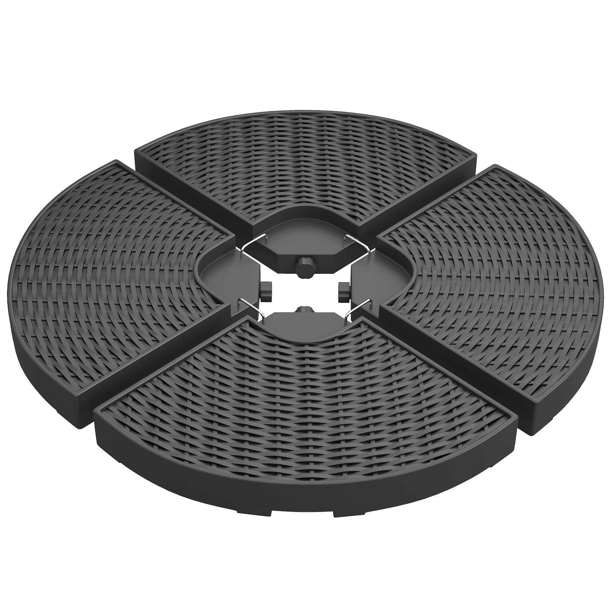 Outsunny Base per Ombrellone a Braccio da 4 Pezzi in HDPE Riempibili con Acqua e Sabbia, Ø100x8 cm, Nero
