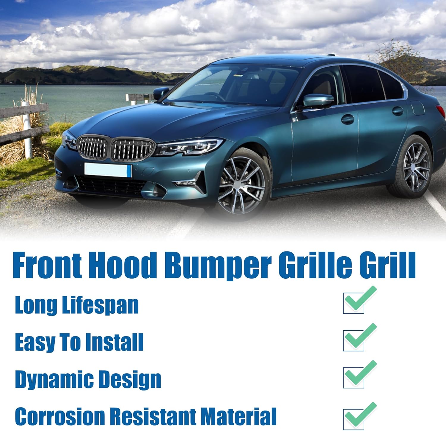 X AUTOHAUX Front Hood Bumper Grille Grill for BMW 530e 530i 540d XDrive G30 No.51137390863/51137390864 Front Bumper Kidney Grille Grill Diamond Star 1 Pair