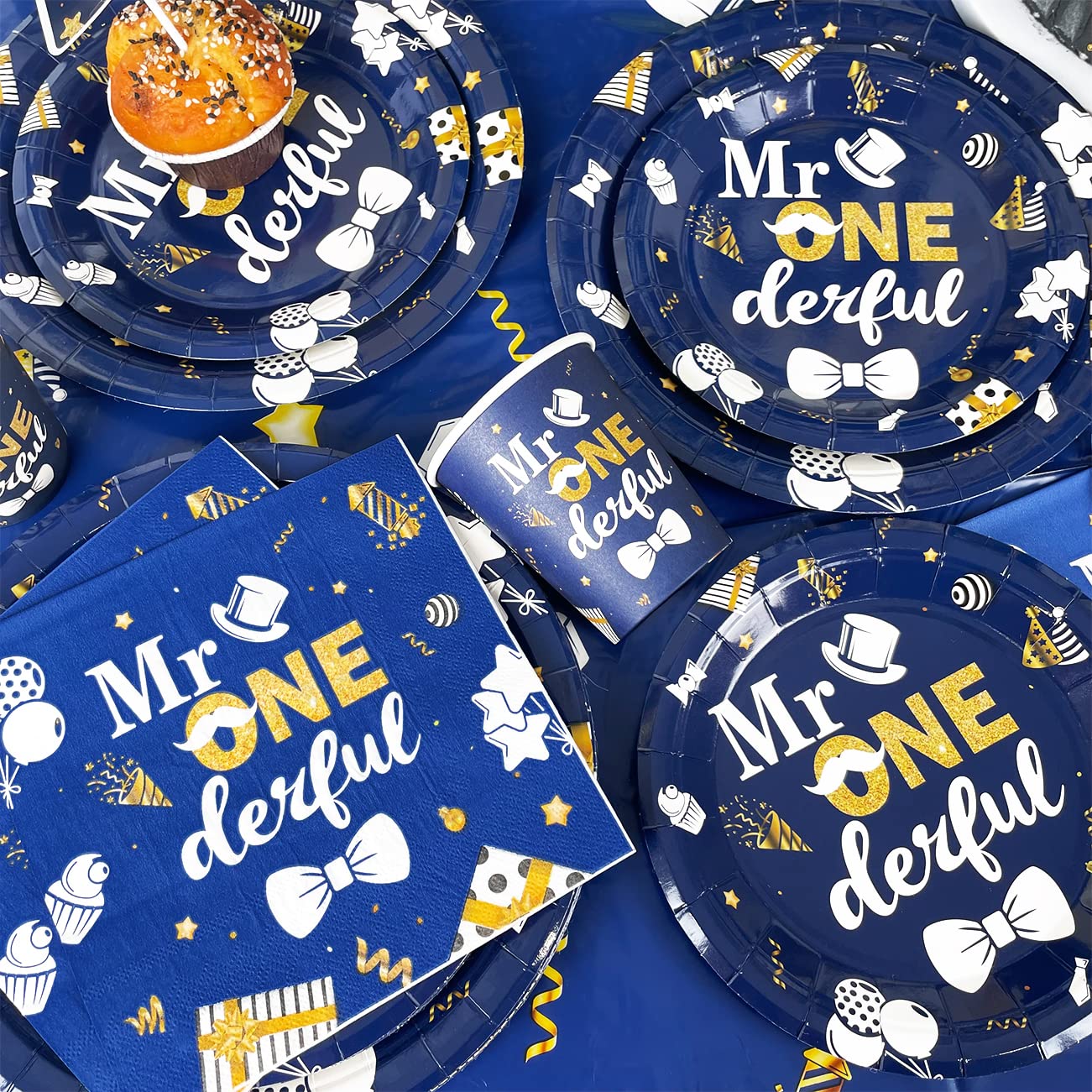 Kit De Décoration D'anniversaire Pour Garçon - 78 Pièces Avec Vaisselle, Ballons, Bannière, Nappe, Pour Fête Complète