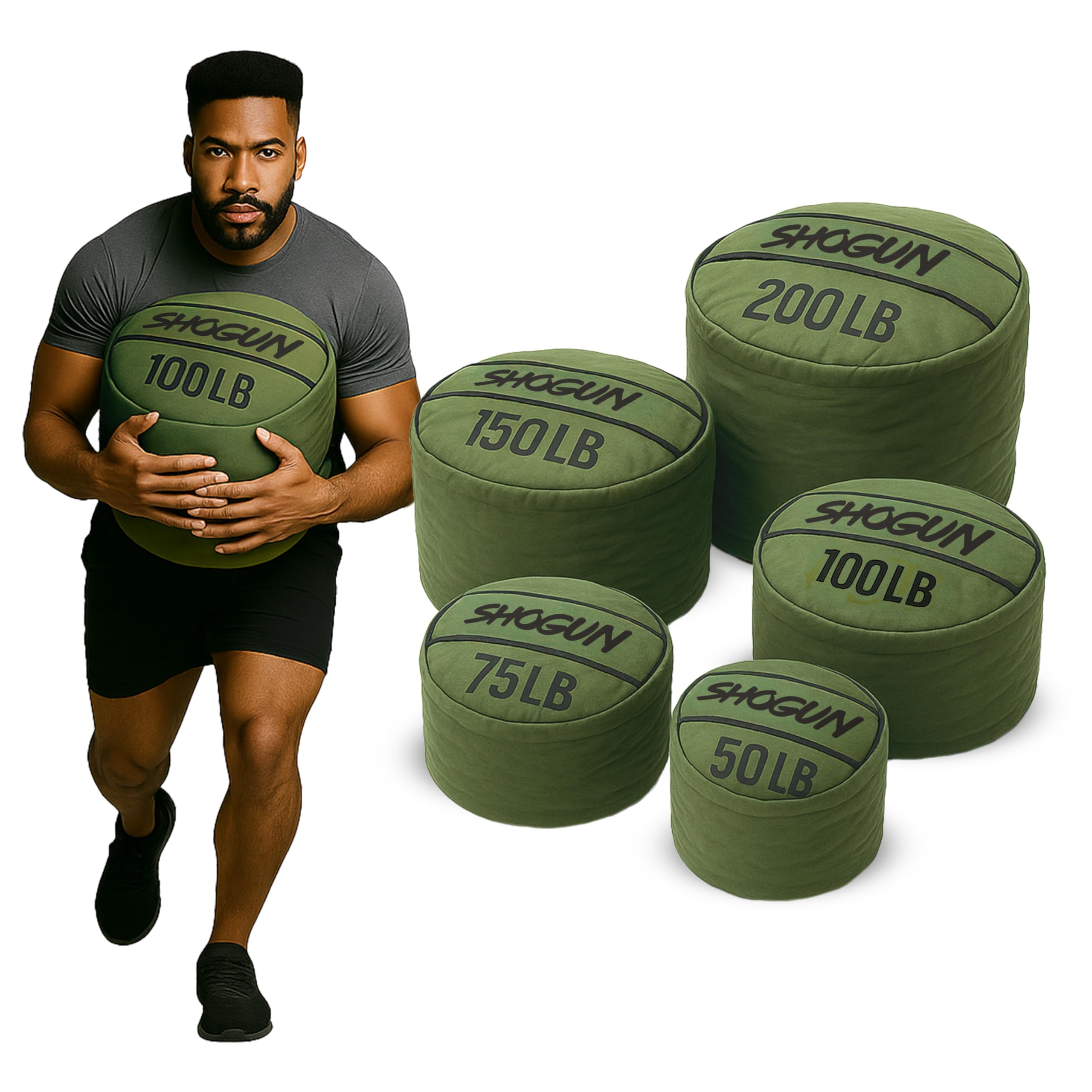 Shogun Sports Training Sandbag, Heavy Duty Workout Sandbags for Heavy Training, Fitness, Military Conditioning, Cross-Training & Strength Training. Heavy Sandbag Weights.