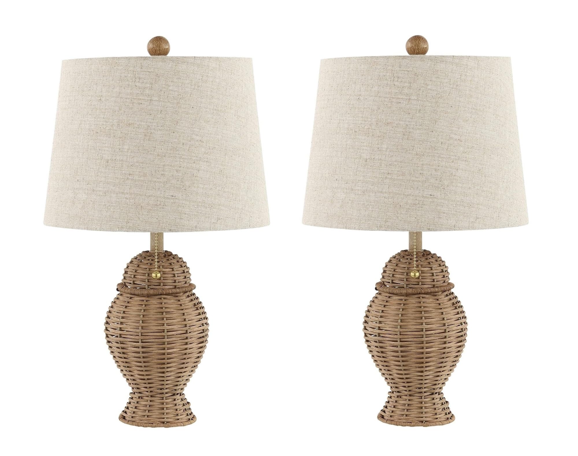 Lampada da tavolo moderna retrò, confezione da 2, lampada da comodino in stile fattoria con paralume in lino, for camera da letto, soggiorno, ufficio Lampadas