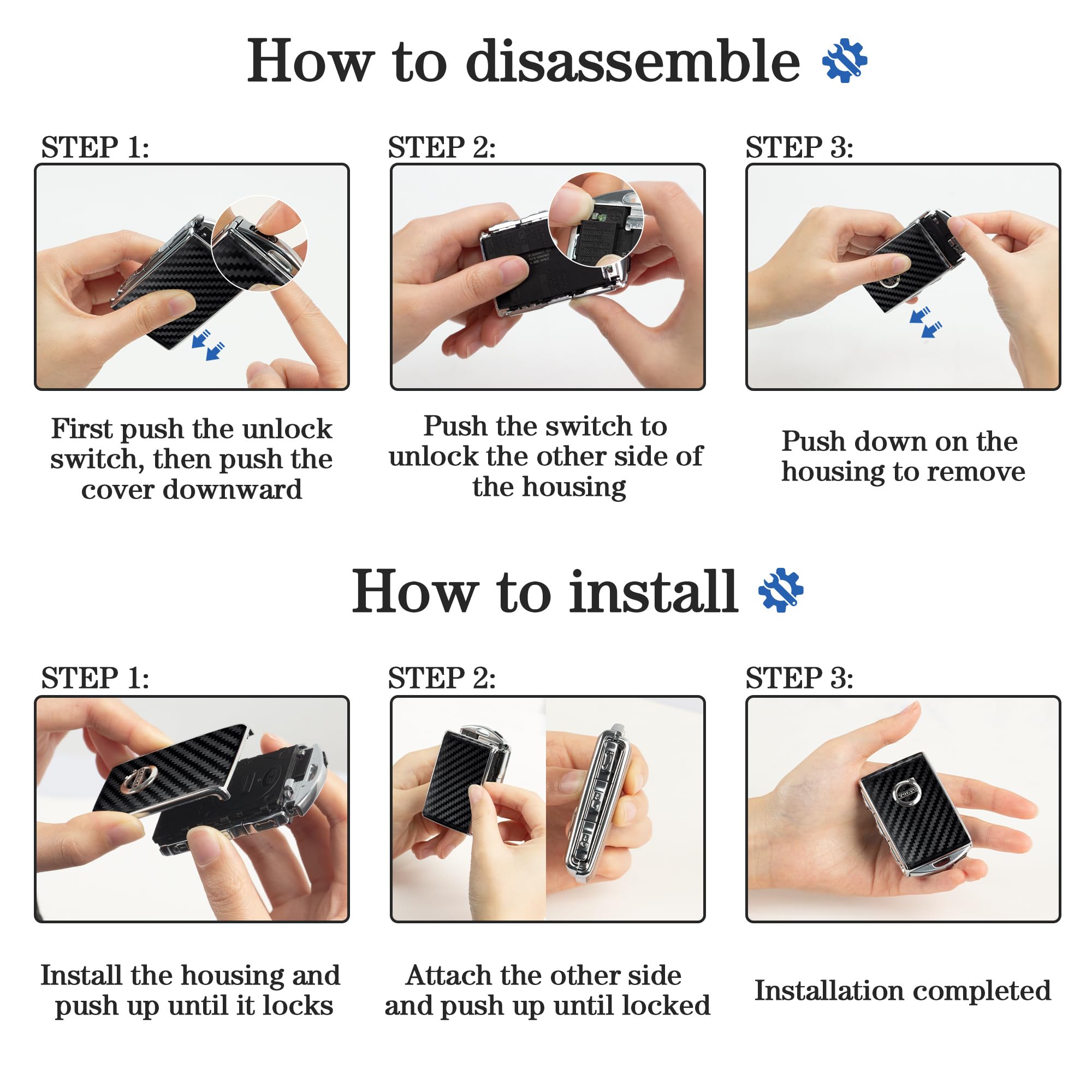 Autoschlüssel Gehäuse Für Volvo - Ersatzgehäuse In Matt Blau Für S60, S90, XC40, XC60, XC90