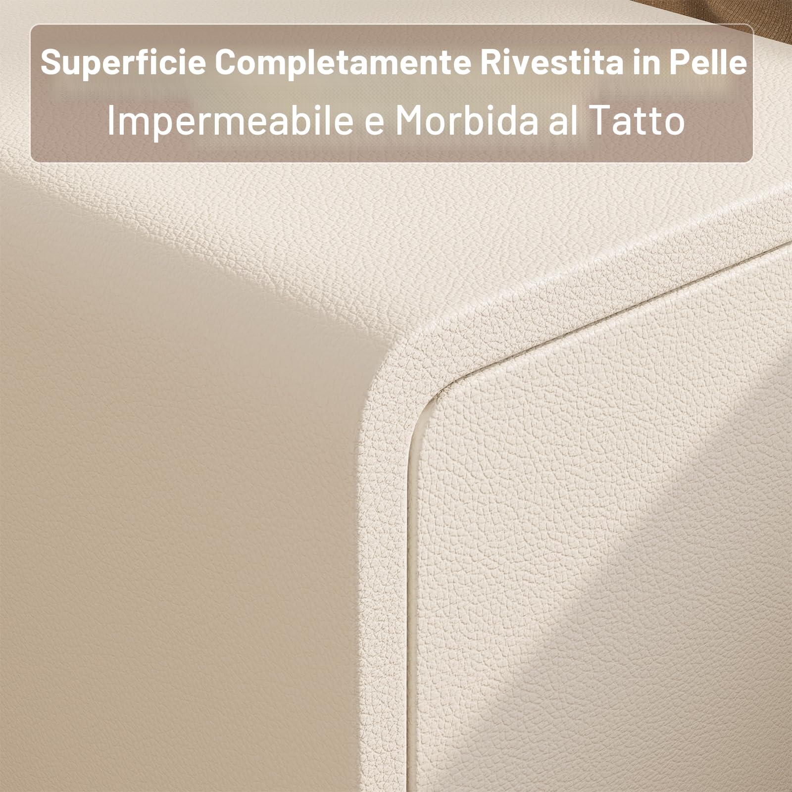 AQIMUELE Comodino Stretto, Tavolino con 2 cassetti, senza installazione, superficie in pelle, Comodino per camera da letto e soggiorno, larghezza 40 cm (Bianco)