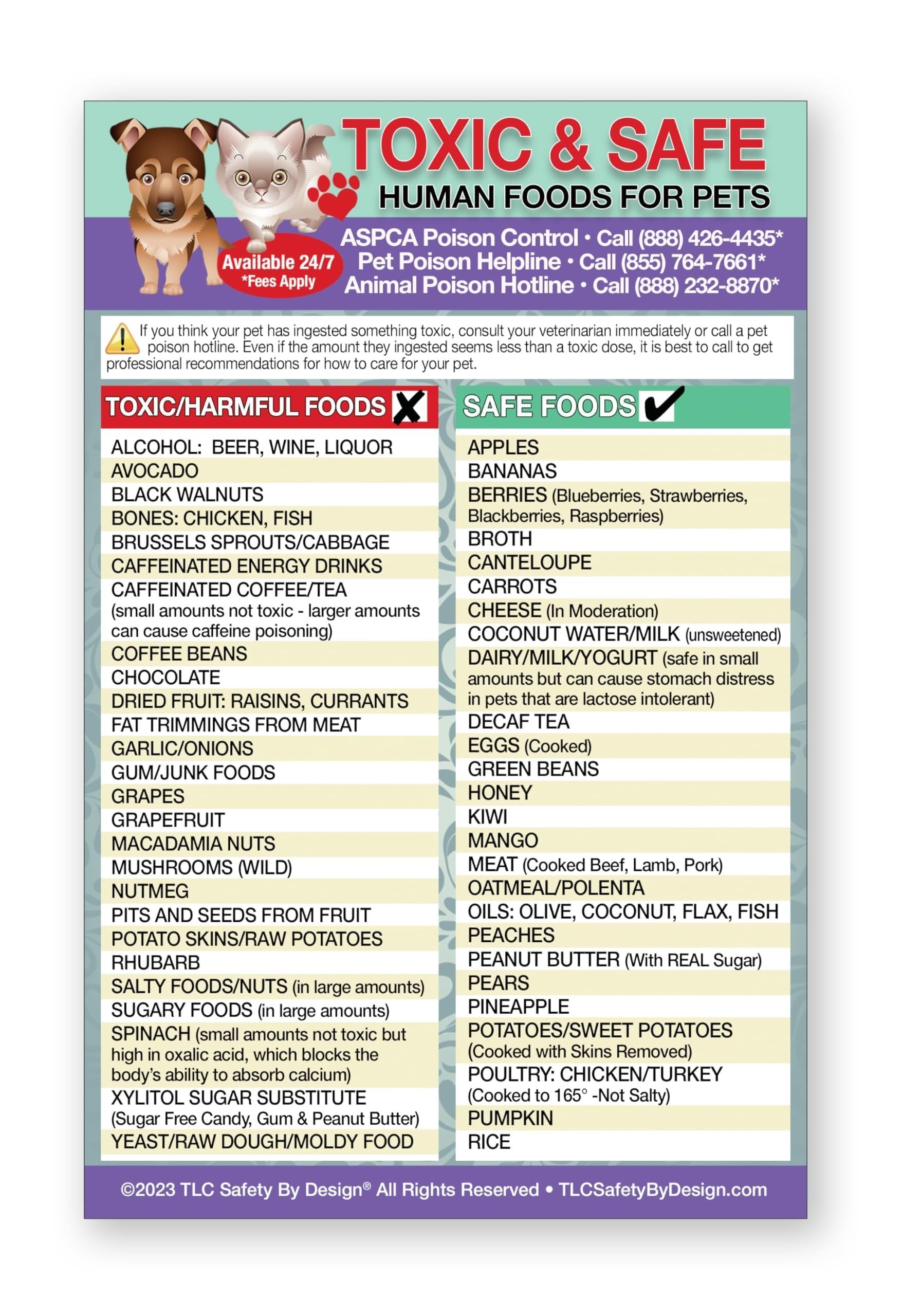 KCDFDVJFBM What Not to Feed Your Pet Poster - Comprehensive Guide to Toxic & Safe Human Foods for Dogs & Cats | Pet Poison Prevention & Adoption Essential Gift(Unframed,16x24inch(40x60cm))