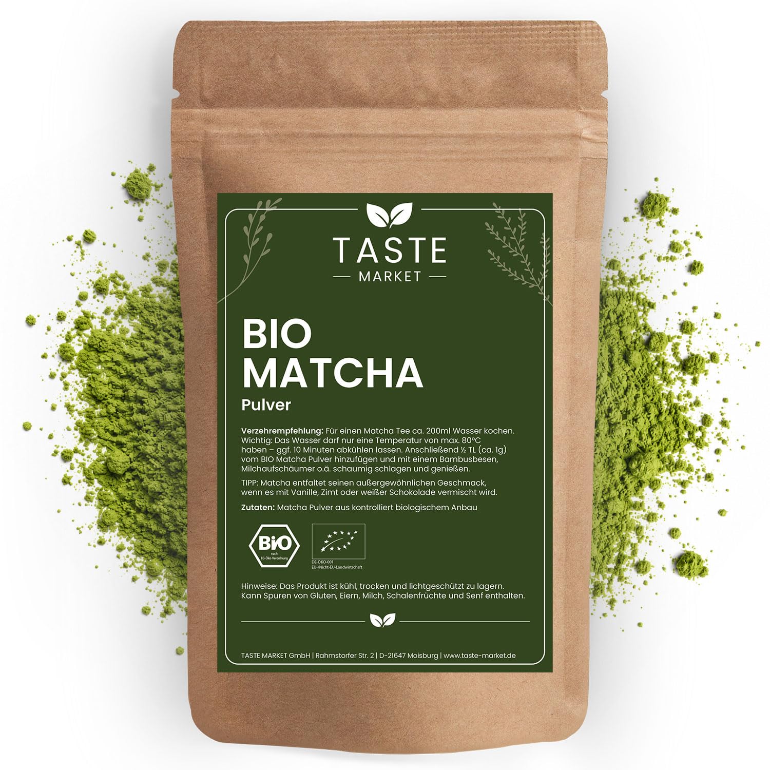 BIO Matcha Pulver 2 kg | Matcha-Latte | Tee | Kaffeealternative | Bio-Qualität | Taste Market