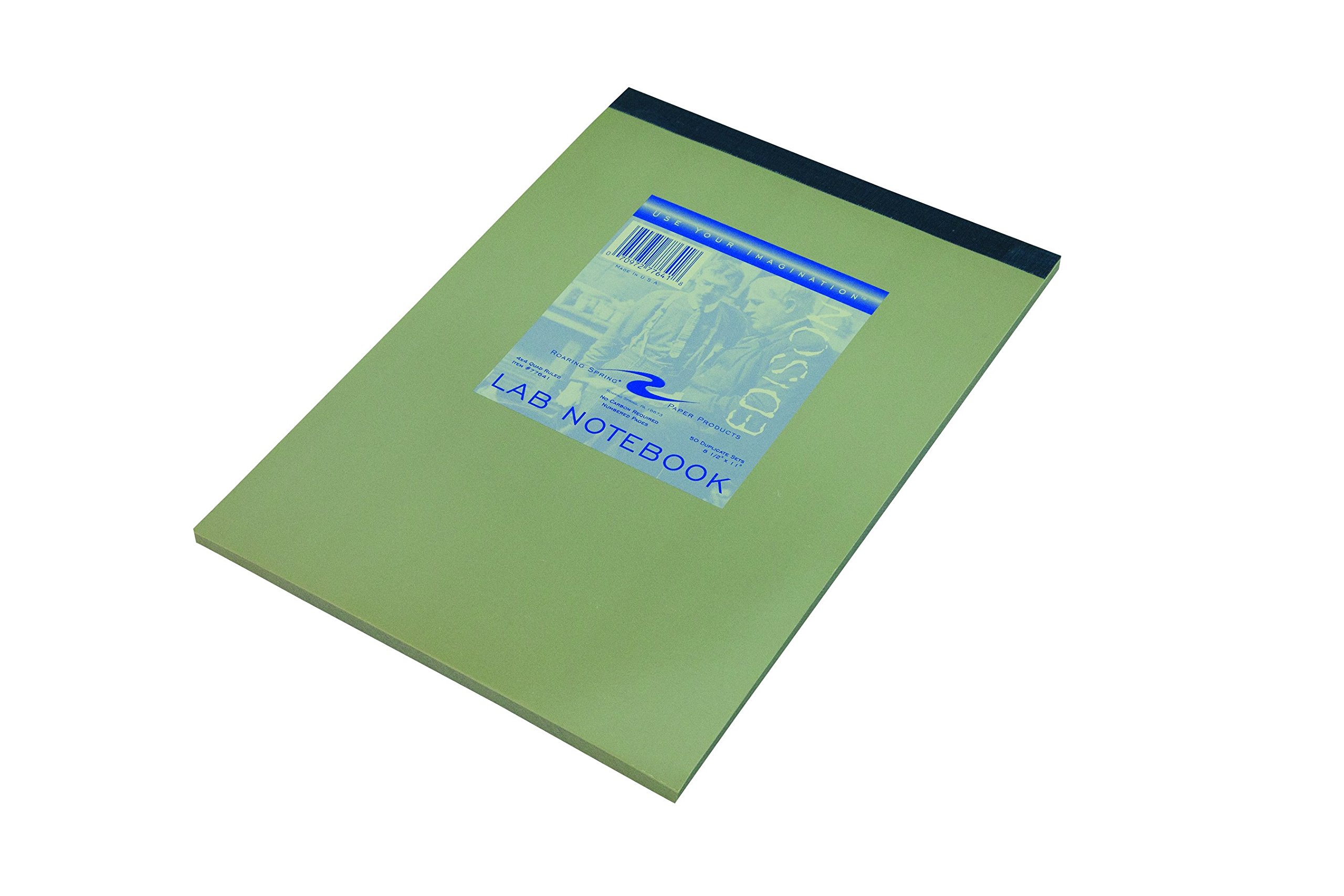 Roaring Spring Top Bound Science Lab Notizbuch, kohlenstofffrei, 10 x 10 cm, kariert, 50 nummerierte Sets, 20,3 x 27,9 cm, 15# weiß/blaues Papier, hergestellt in den USA, Hartpappeneinband