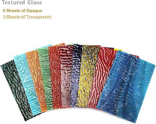 Miniatura 52 de Lanyani Paquete de 10 hojas variadas de vitrales, azulejos grandes de mosaico de vidrio catedral de 4 x 6 pulgadas para manualidades, mezcla verde