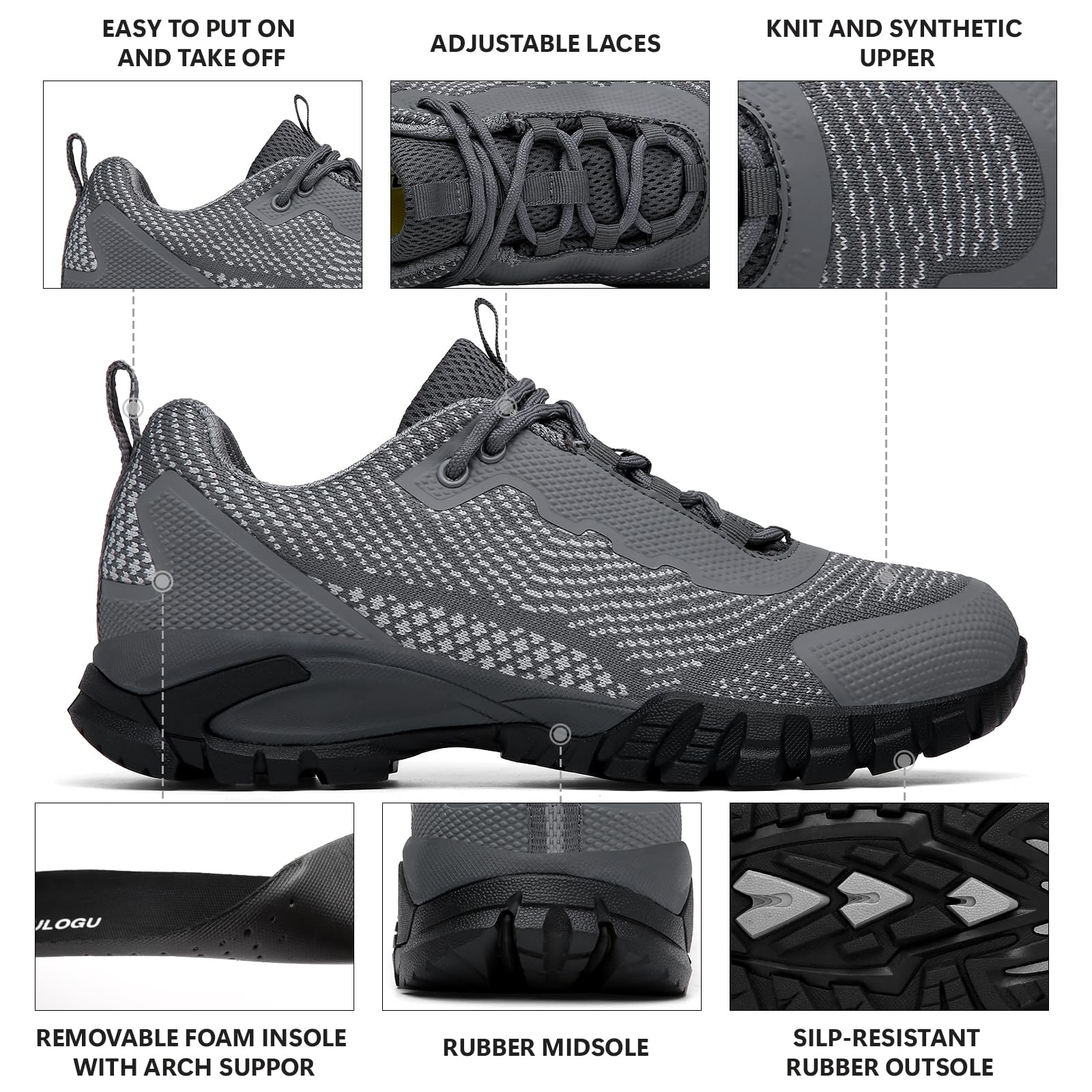 LEDINEY Zapatos de senderismo para mujer, impermeables, ligeros, para senderismo, camping, al aire libre