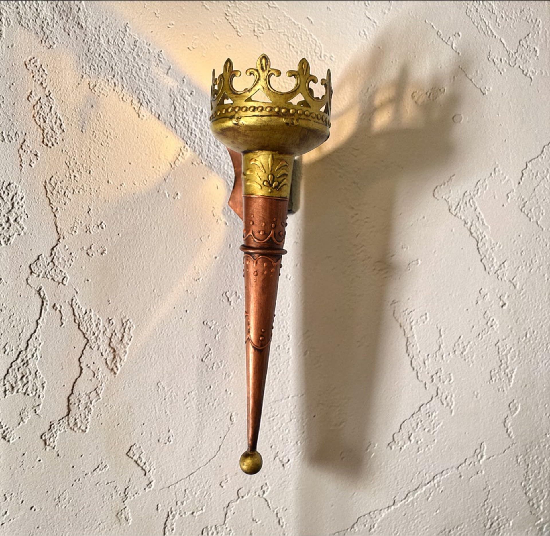 Antiques Art Gallery Oil lamp Iron mashal Wall Decor Hanging Mashal Handmade Oil lamp Home Wall Decor Candle Holder Iron Candle Holder SIZE-12 inch[ Gold, Brown,]-image-29