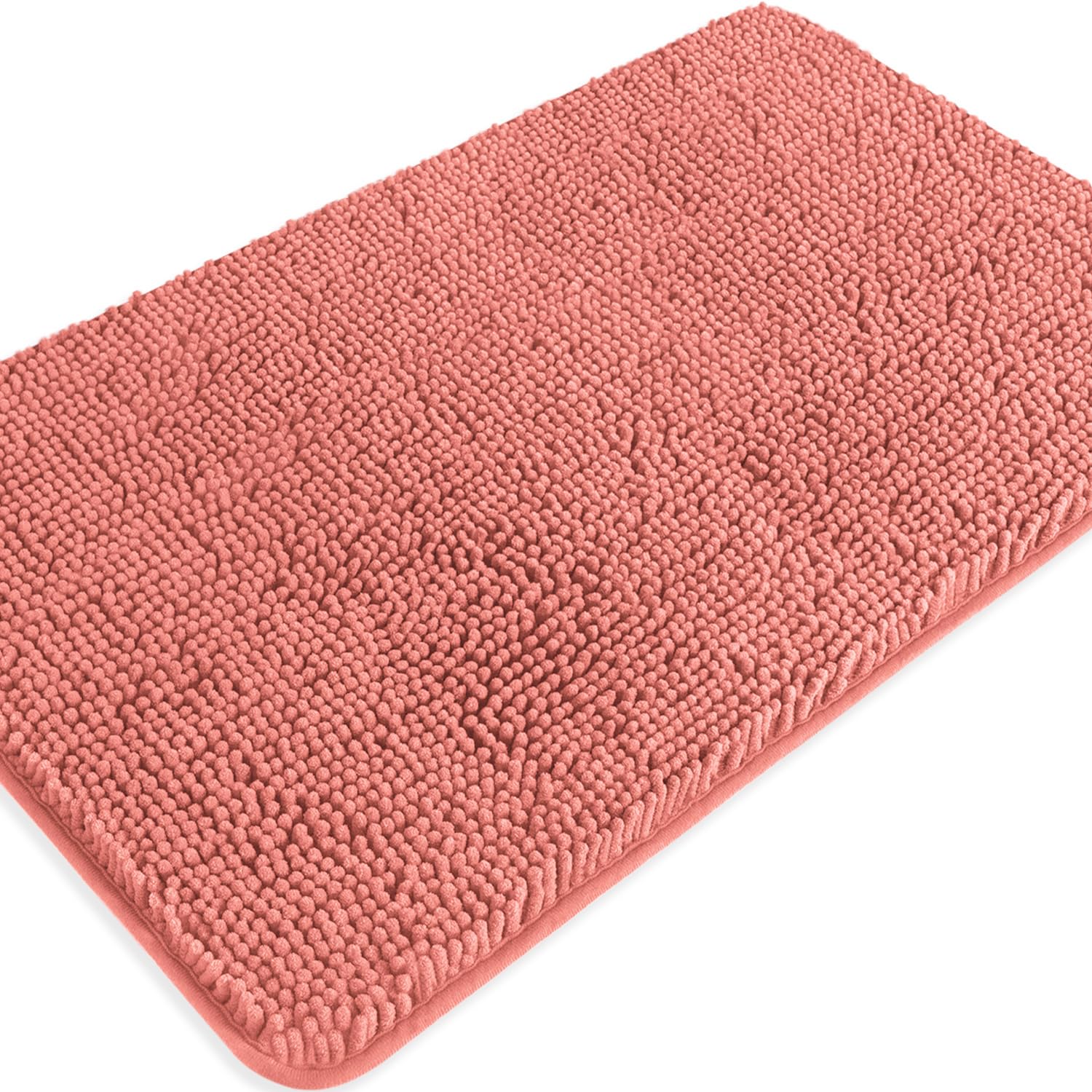 PureSwan Coral Bathroom Rugs – Absorbent and Washable Bath Mat, Non-Slip, Thick Soft Chenille Bath Rugs for Bathroom Floor, Shower, Sink - 20" x 32"