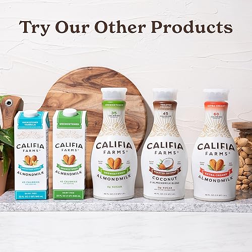 Miniatura 5 de Califia Farms - Leche de almendras de vainilla sin azúcar 48 onzas sin lácteos vegano a base de plantas ceto vegano sin gluten sin OMG sin azúcar