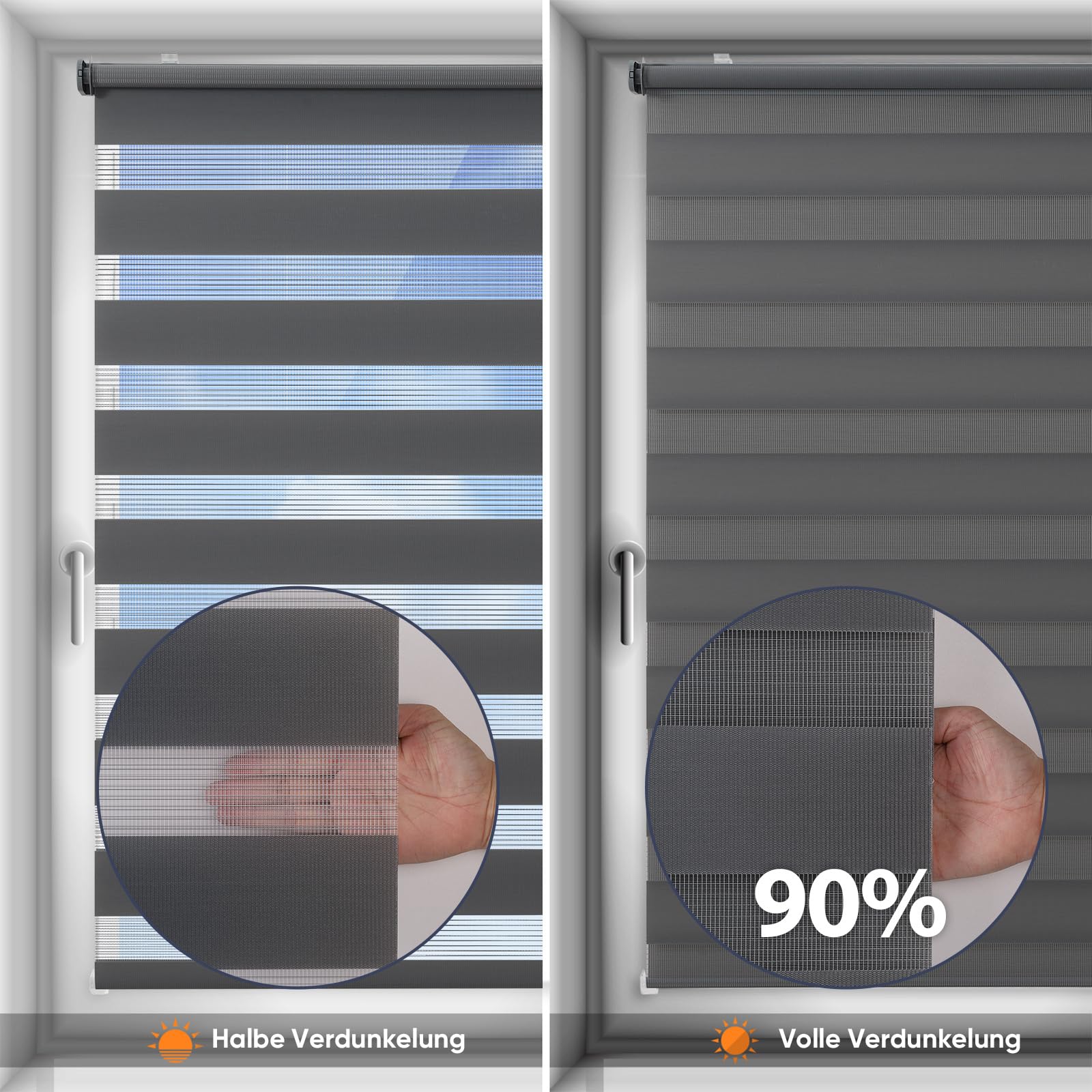 Sekey Doppelrollo Klemmfix ohne Bohren für Fenster – Bild 5