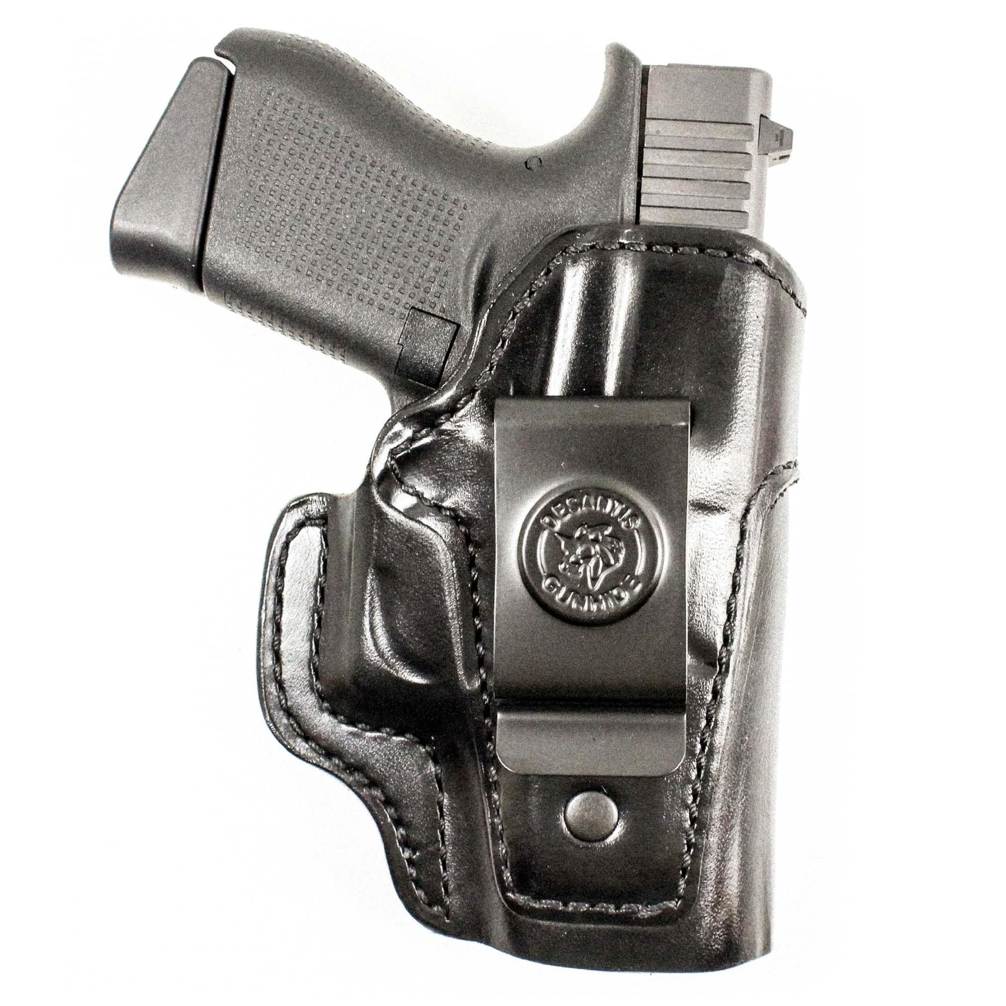 DeSantis Inside Heat IWB Holster - Concealed Carry Gun Holster, Leather Holster IWB for Pistols, Compatible with the GLOCK 43, 43X - Right Hand Draw, Black