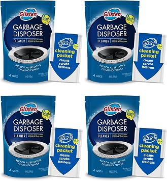 Glisten Garbage Disposer Foaming Cleaner, Lemon Scent, 4-Pack 16 Uses