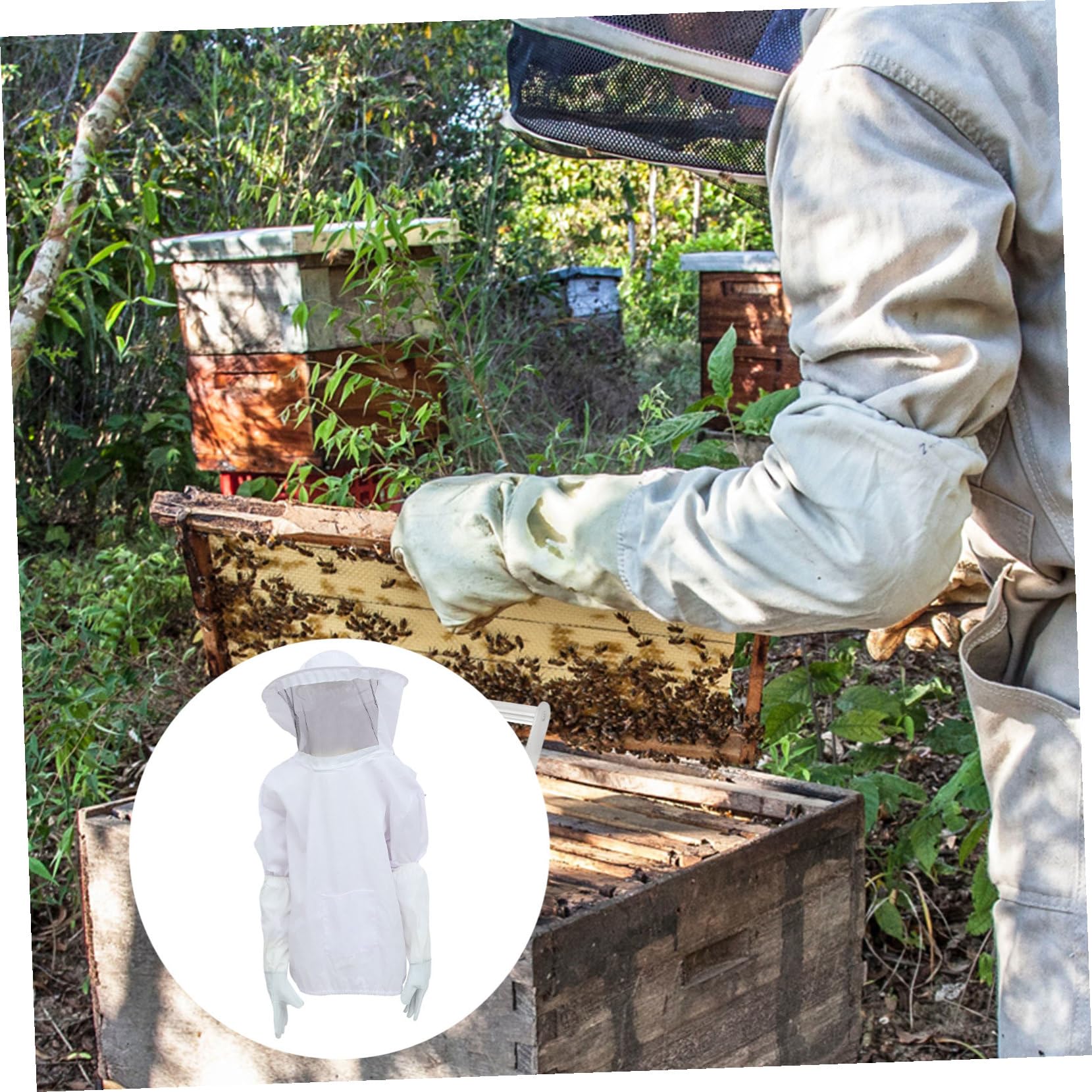Lange Imkerhandschuhe aus Polyester und Wildleder Bienenschutzhandschuhe für Bienenzucht Komfortabel und Langlebig für Imkereiarbeit