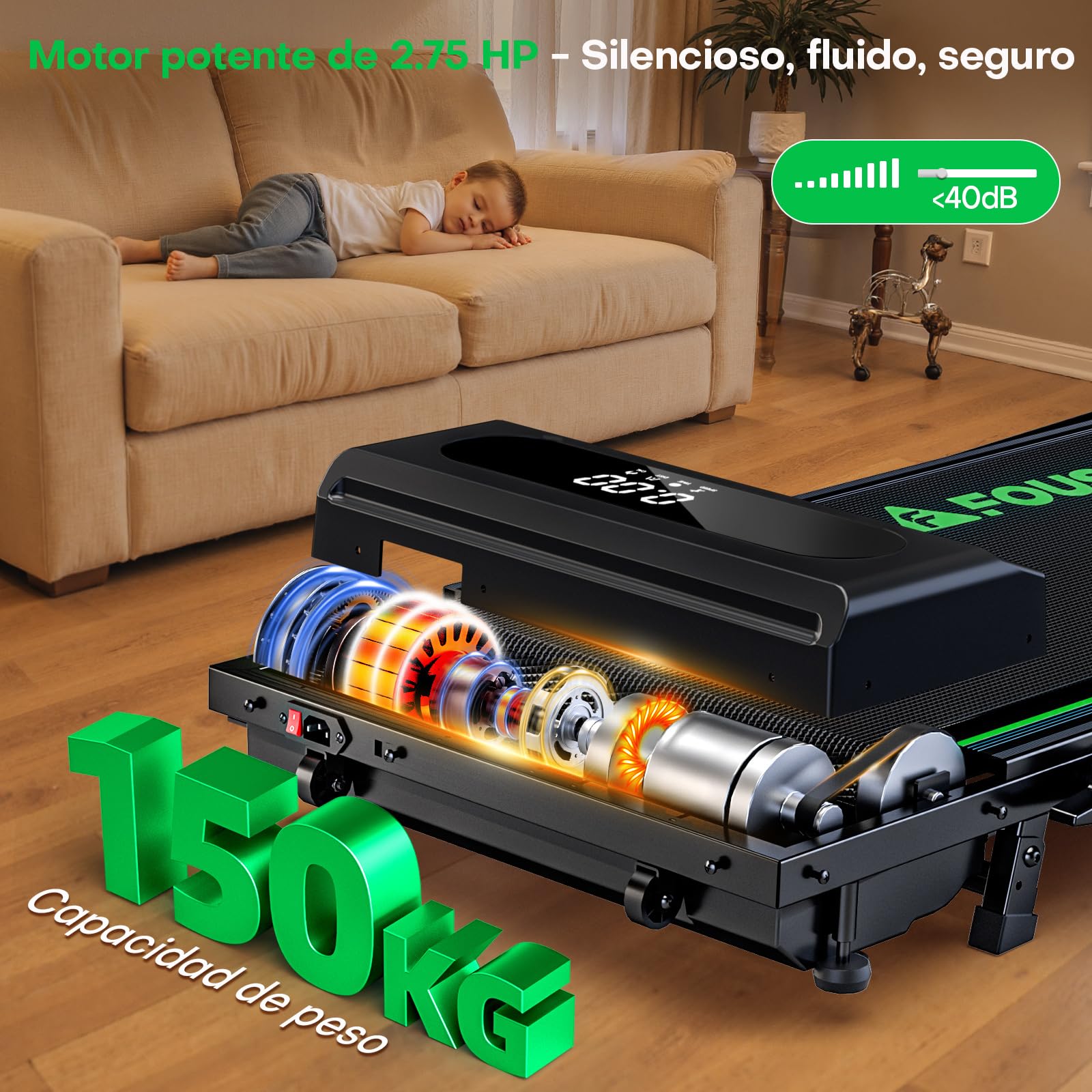 5 en 1 Cinta de Correr Plegable, 12KM/H Cinta de Correr con Inclinación 9%, 2.75 HP Cinta de Andar para Casa con Control Remoto y Pantalla LED, Apps y 12 Programas HIIT, Soporte 150 KG