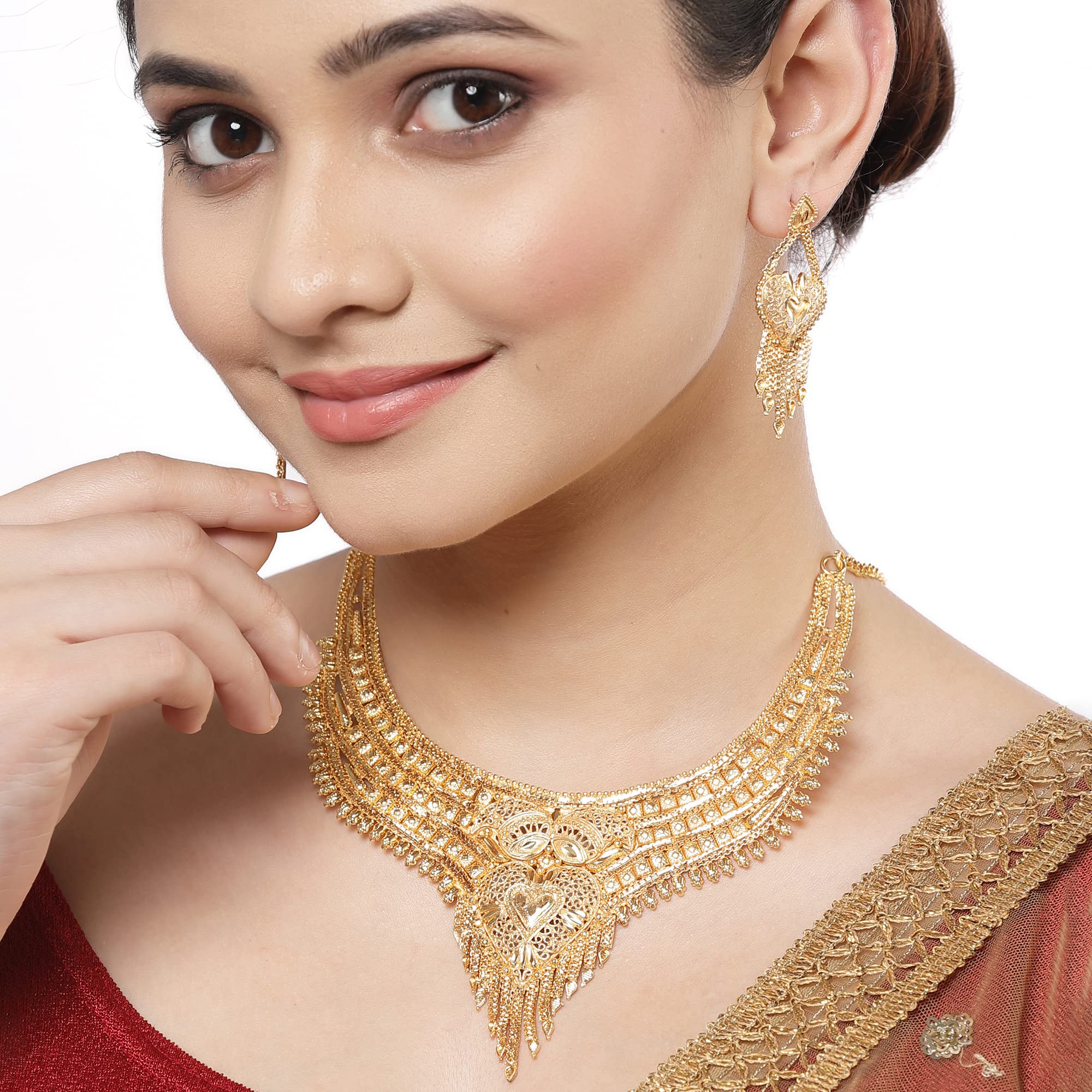 Traditional High Plated Choker Necklace Set