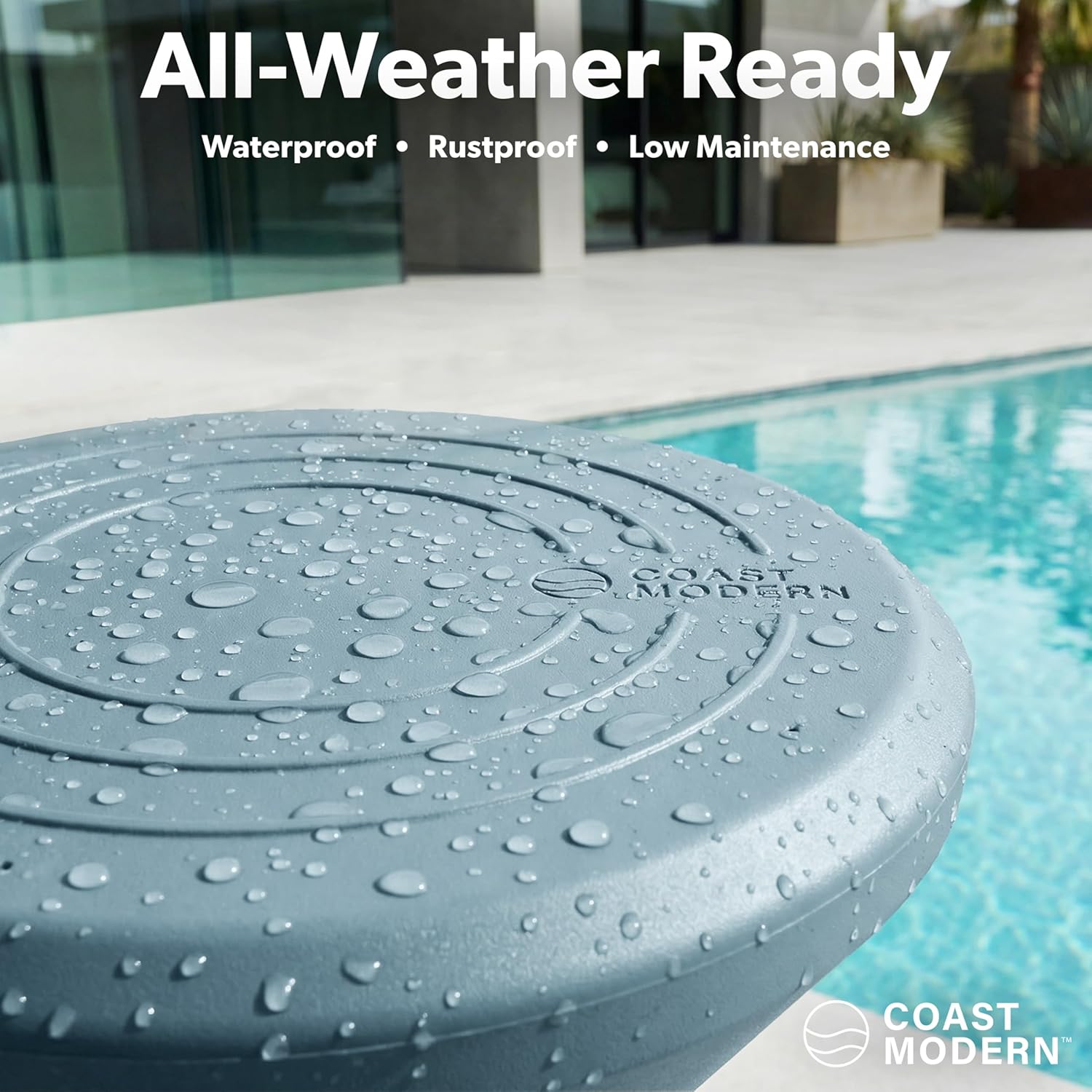 GoSports Coast Modern Outdoor Bar Stool for Patio and in Pool Underwater Seating - 30" Weighted, Waterproof Outdoor Chair - Stone Blue