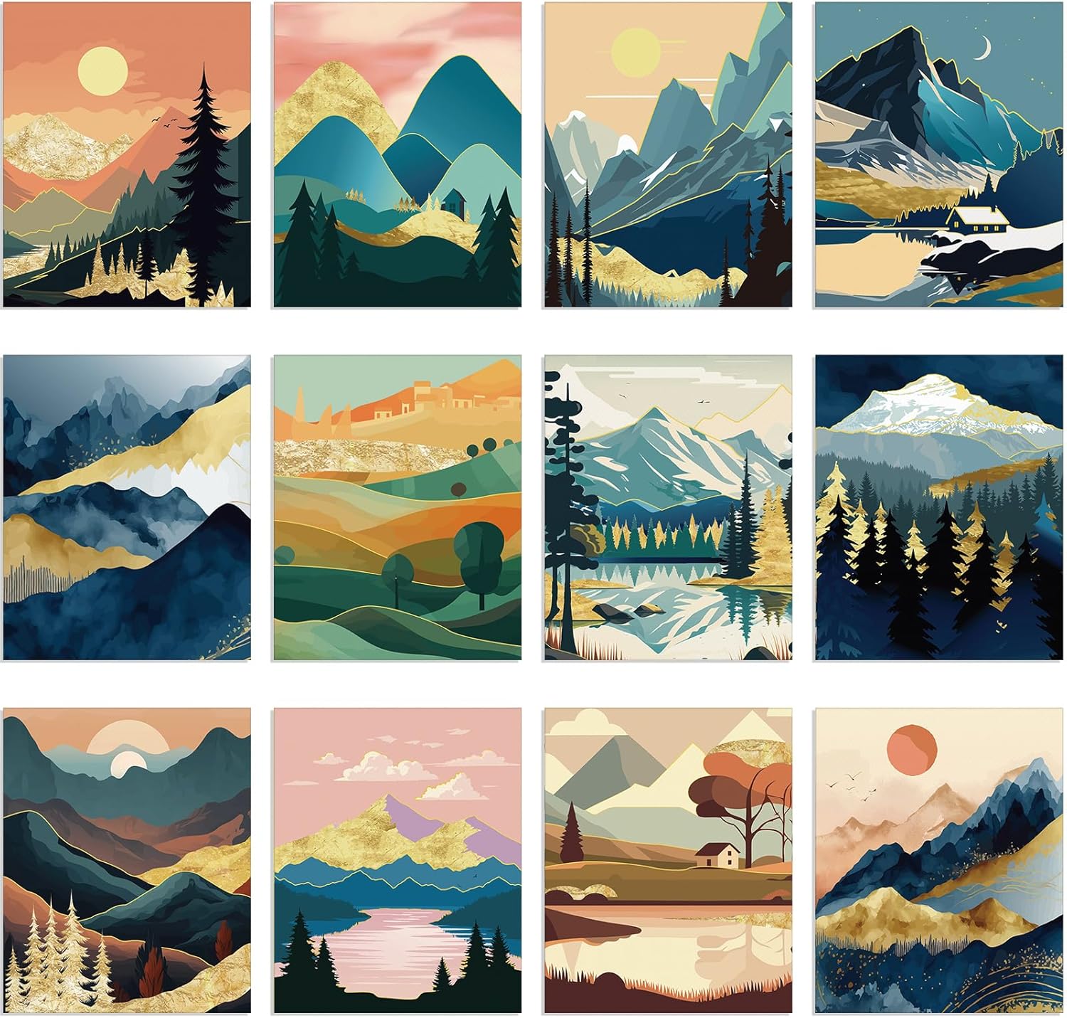 Sherr 12 Pcs Pre Drawn Canvas Pre Printed Canvas Set for