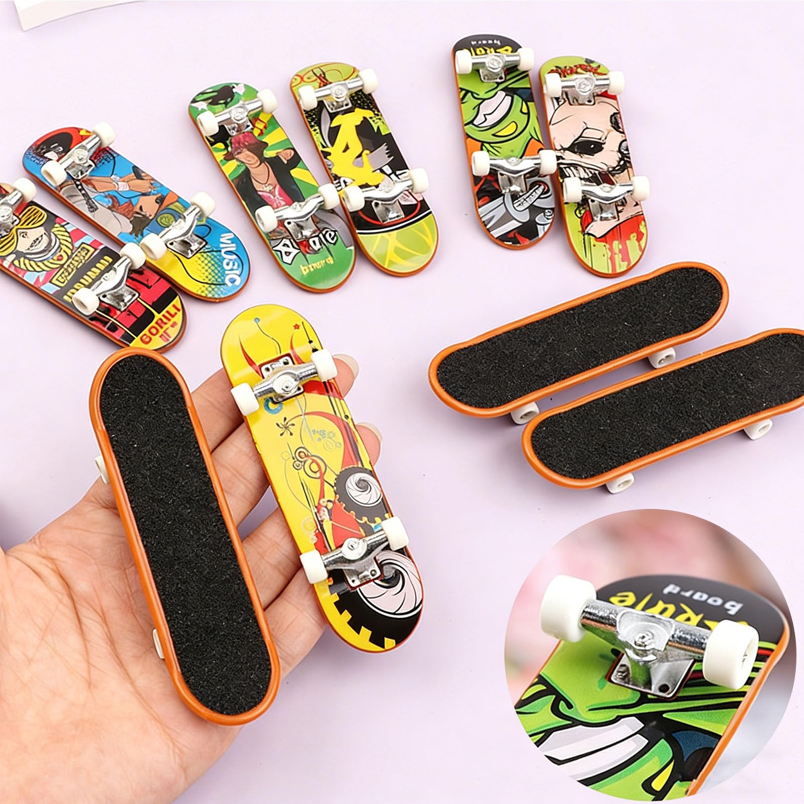 SINJAETRQ Pro Fingerboard,Mini Skateboards for Kids Finger,6-Piece Fingerboard Set - Image 3