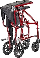 Vista 6 de Silla de ruedas Drive Medical Fly Lite de aluminio ultraligero, silla de transporte, DFL19-RD, 19", Marco rojo, 1, 1