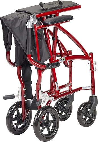 Miniatura 6 de Silla de ruedas Drive Medical Fly Lite de aluminio ultraligero, silla de transporte, DFL19-RD, 19", Marco rojo, 1, 1