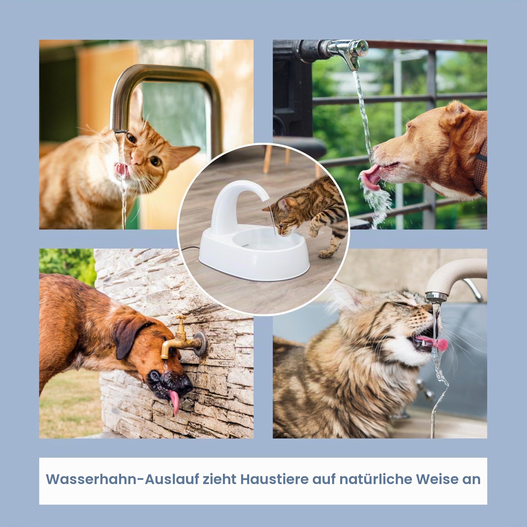 TRIXIE Trinkbrunnen Curved Stream, Kunststoff, 2,5 l/25 × 24,5 × 35 cm, weiß