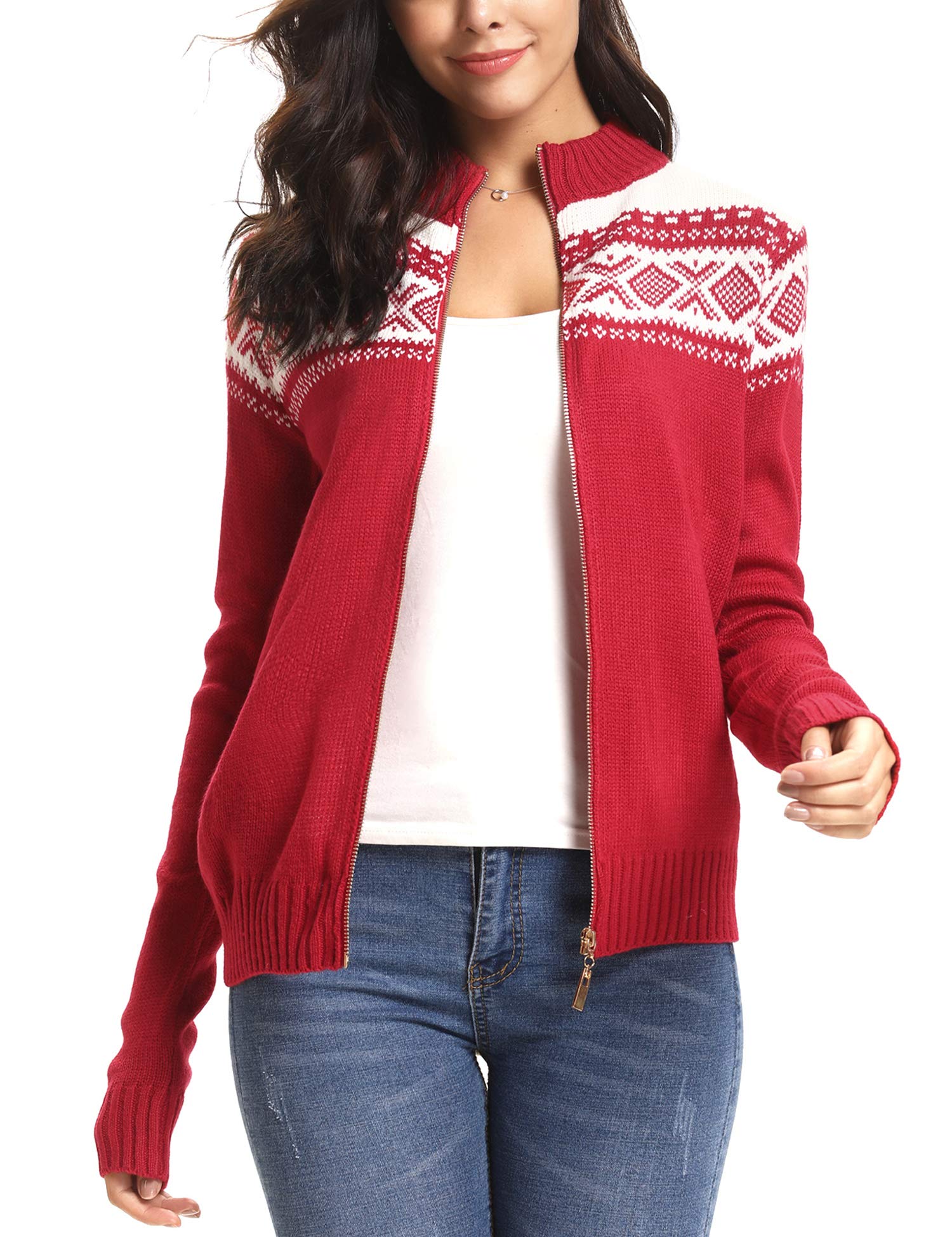 Sykooria WWeihnachtspullover Damen Strickjacke Langarm Winter Xmas Cardigan