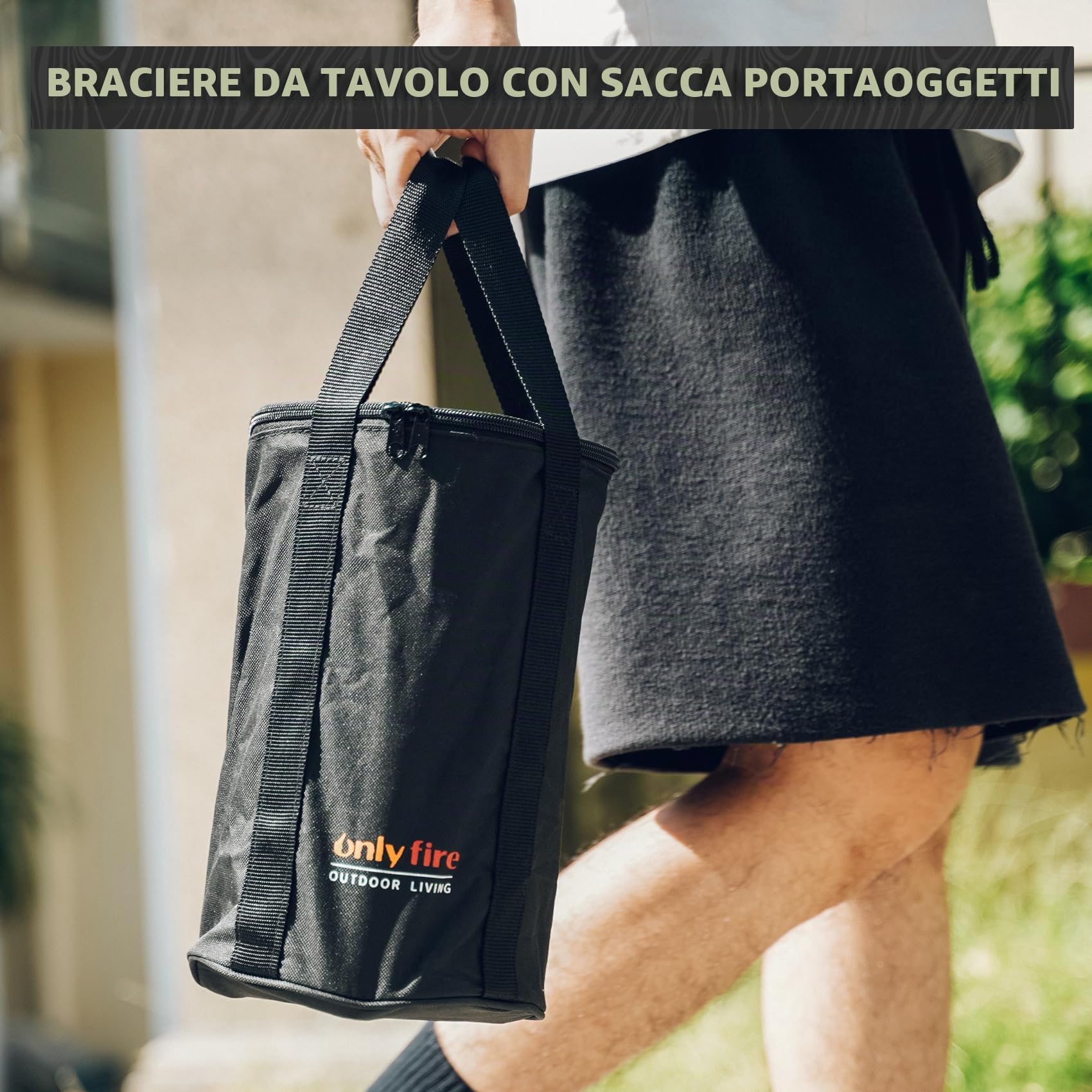 Onlyfire Braciere Senza Fumo da Tavolo, Focolare da Tavolo con Borsa di Trasporto, Camino a Legna e a Pellet per il Campeggio All'aperto Tailgating Patio Backyard, Nero