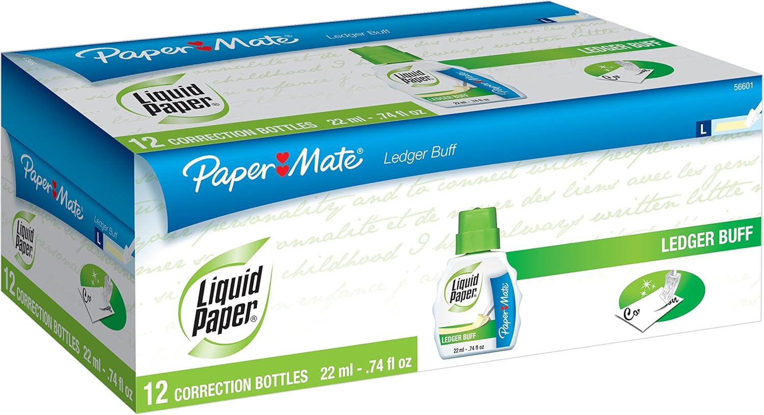 Liquid Paper Fast Dry Ledger Buff Correction Fluid, 22ml, Yellow, 12