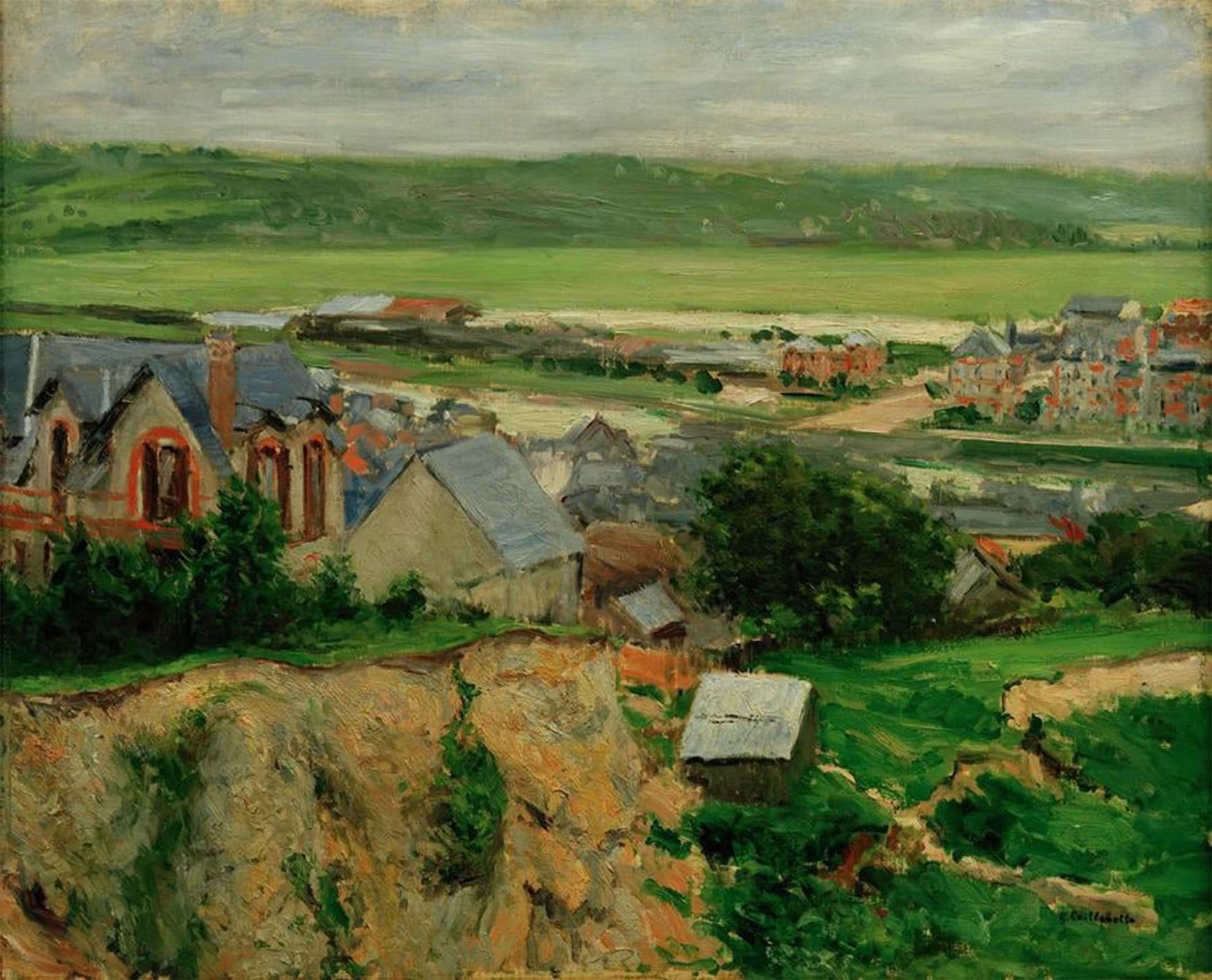 SERENDIPITP Retro Picture Poster Wall Art Pictures Painting The Touques valley Trouville by Gustave Caillebotte Wall Art Canvas Print for Wall Decor 60x90cm