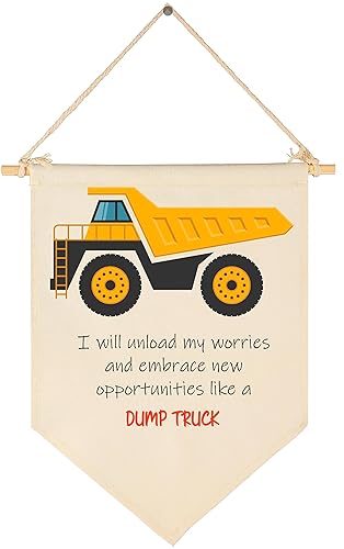 Vehículo de construcción de transporte, afirmaciones positivas para niños, decoración de bandera para bebés, recién nacidos, letrero de pared,