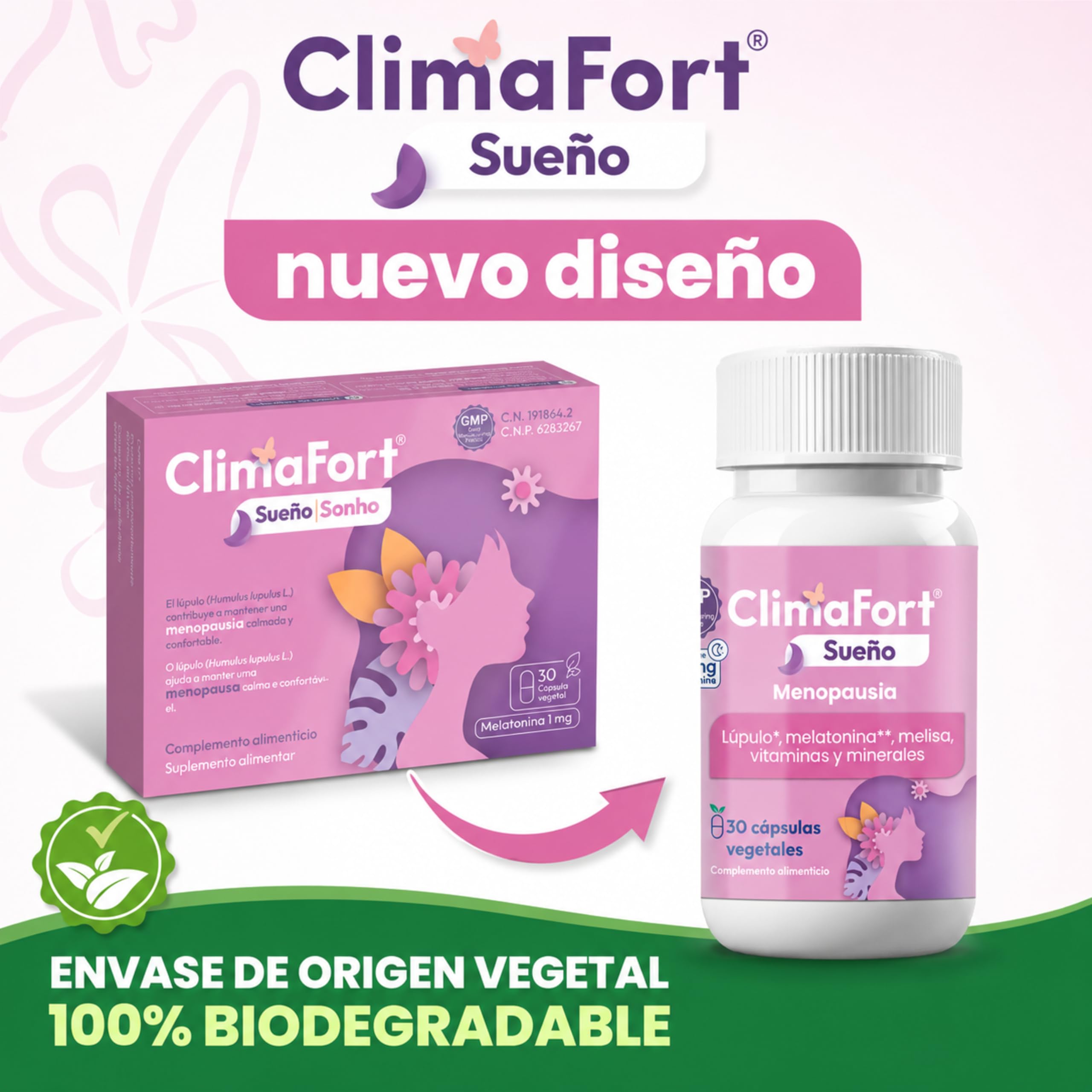 [Pack de 2] ClimaFort Sueño | Alivia Sofocos, Insomnio y Síntomas de Premenopausia y Menopausia | Lúpulo, Melatonina, Vitaminas, Minerales | 2 meses de Tratamiento | 1 Cápsula al día